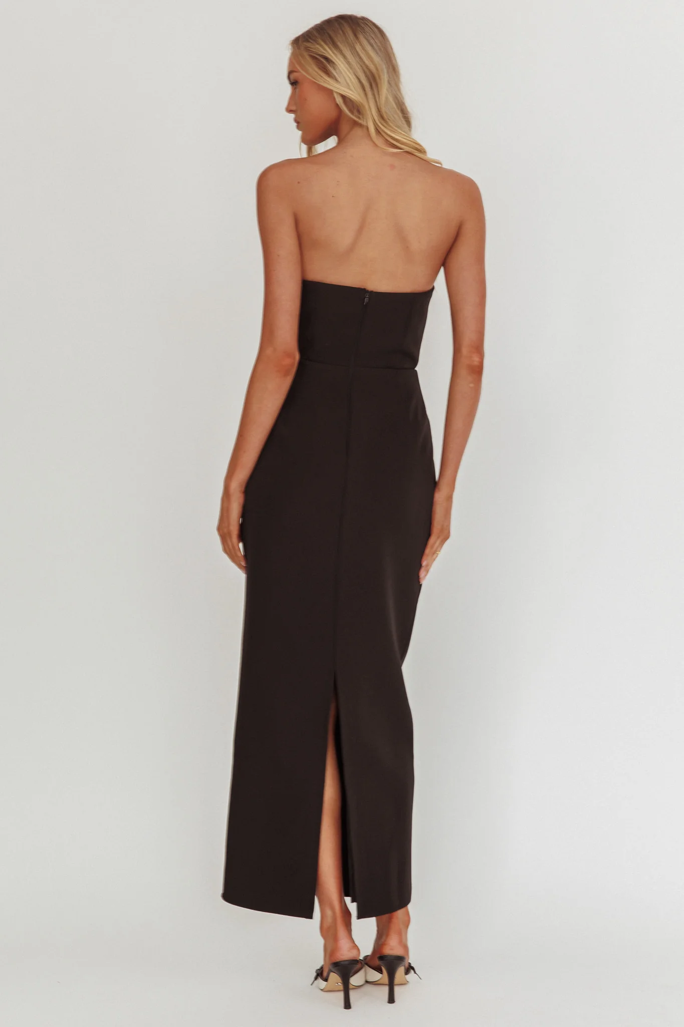 Cocktail Party Strapless Bow Bust Maxi Dress Black