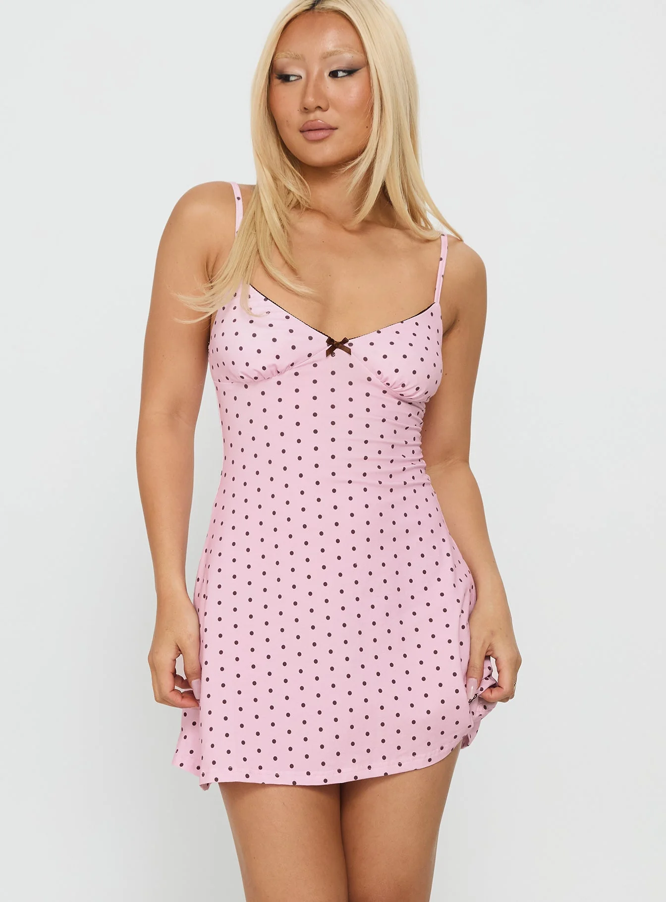 Sleep Schedule Sleep Mini Dress Pink Polka