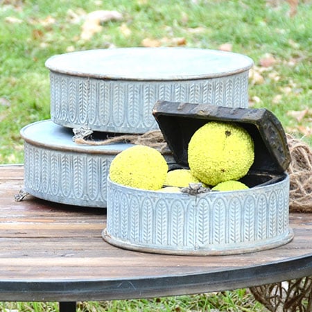 Distressed Metal Round Risers, Set of 3