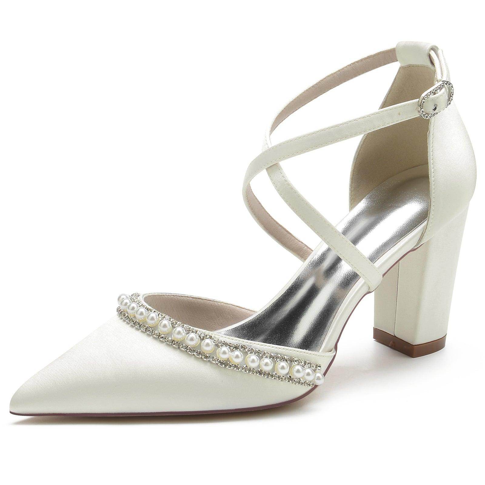 Chunky Heel 8.5cm Silk-Like Shoes CK0189