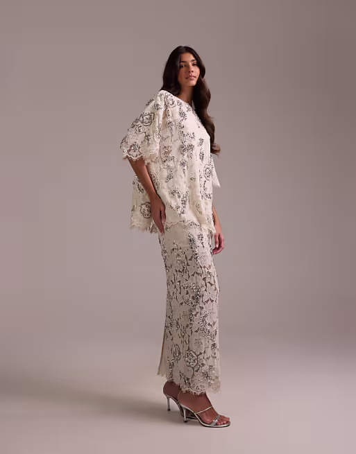 Bridal lace top with embellishment