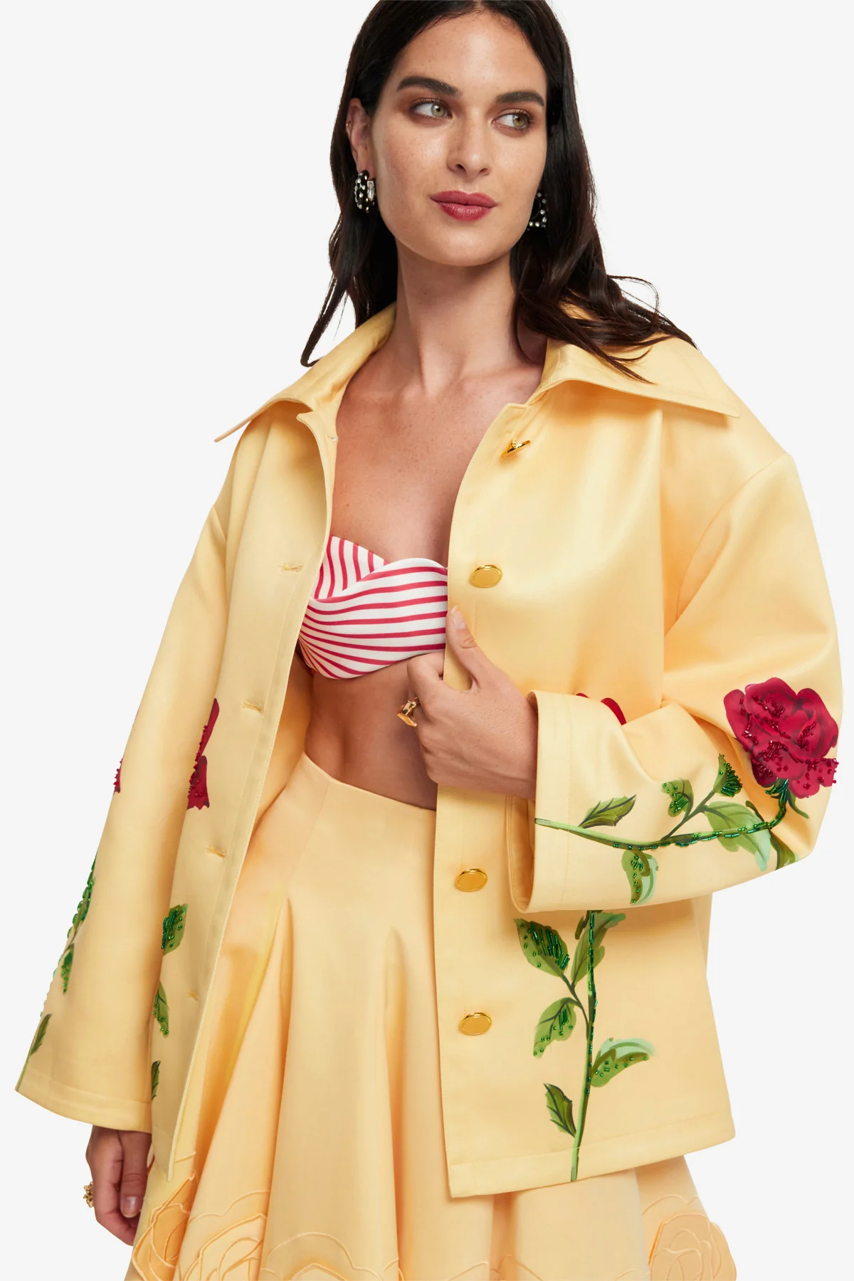 Leyna Embellished Rose Jacket - Butter