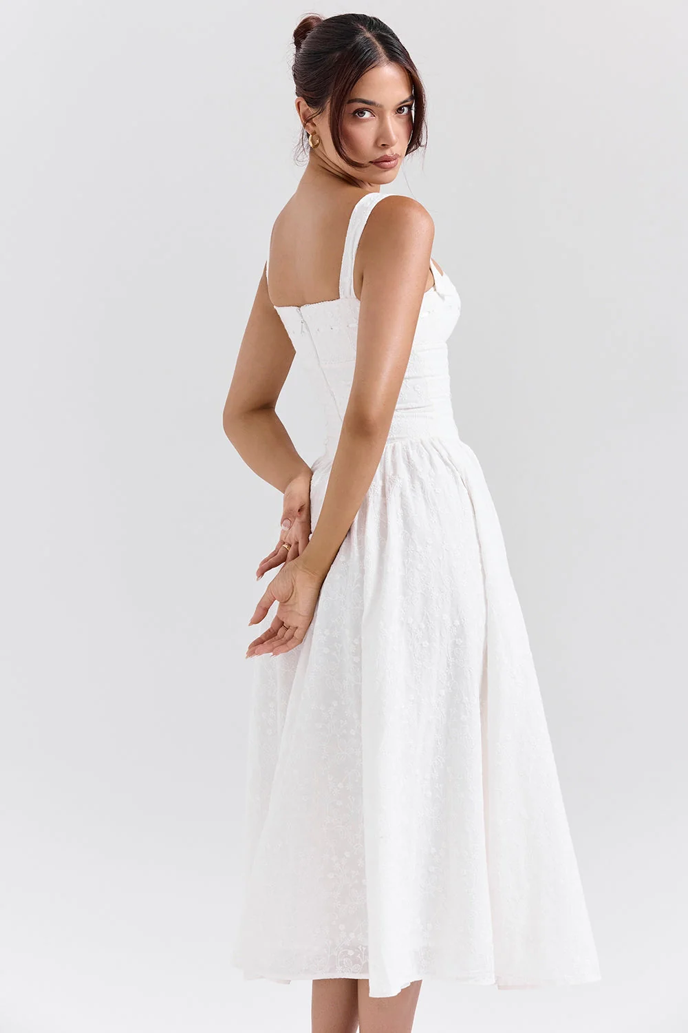 white broderie anglais midi sundress