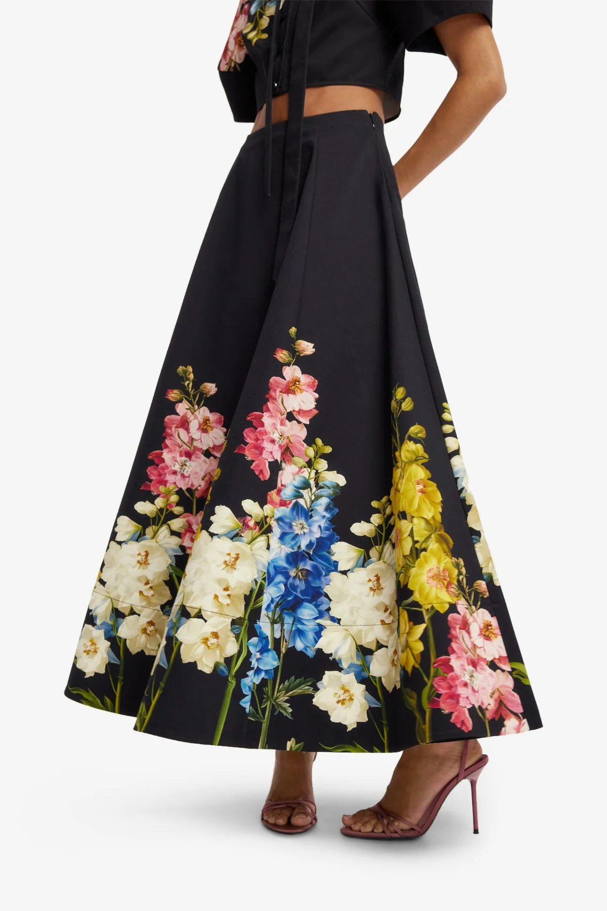 Elina Maxi Skirt - Snapdragon Print in Ebony