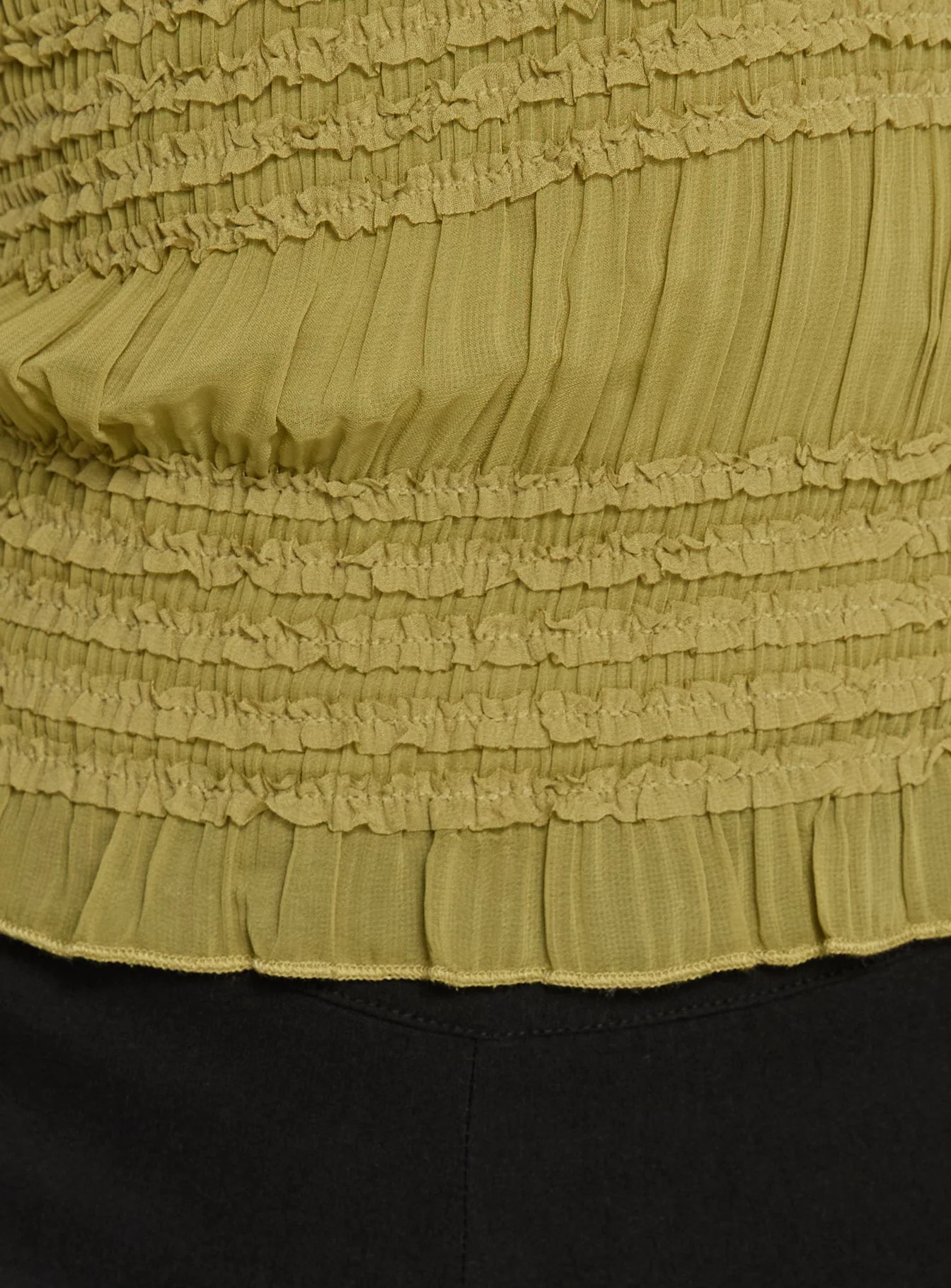 Talyn Cap Sleeve Frill Top Olive