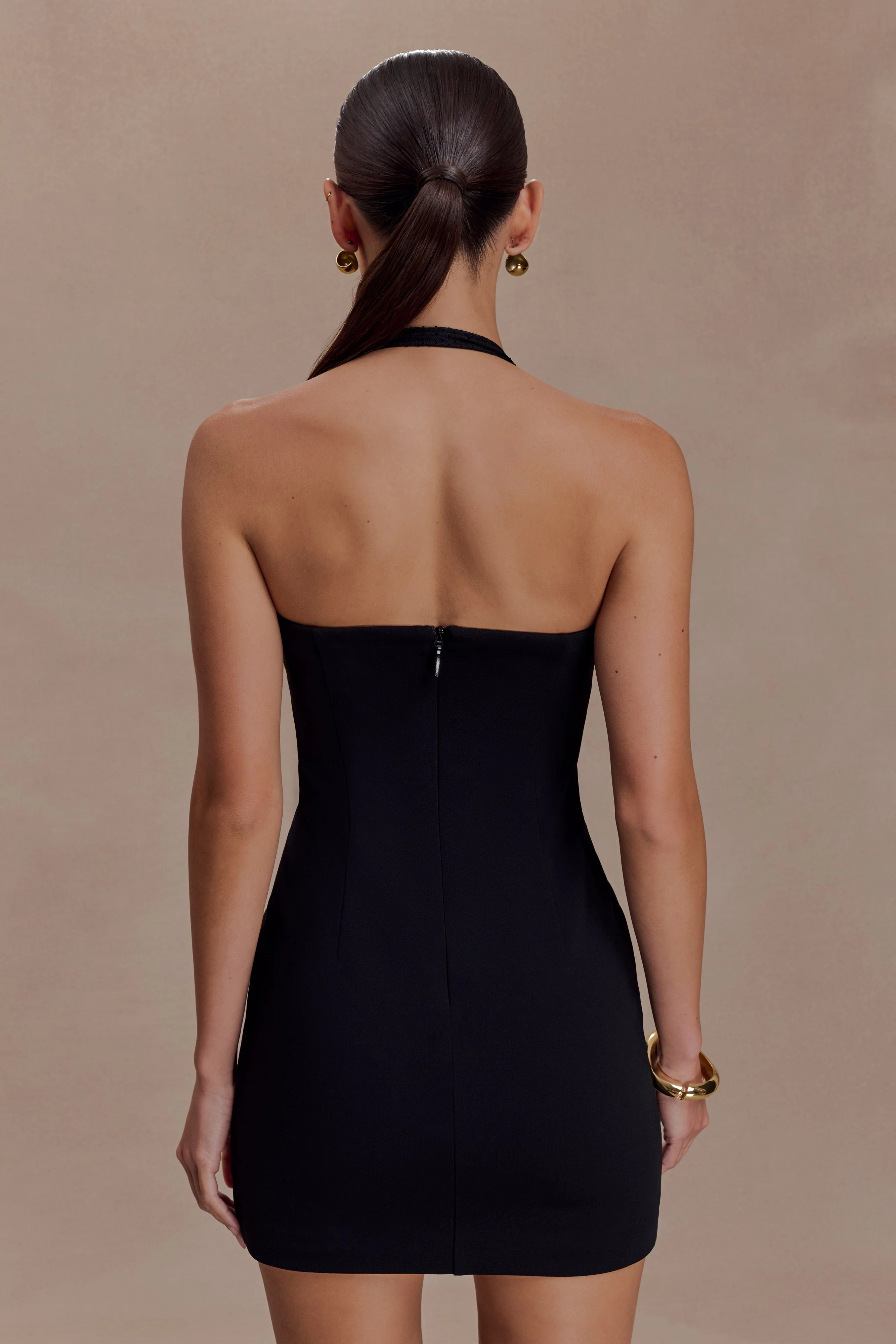 Cressida Crepe Halter Mini Dress - Black