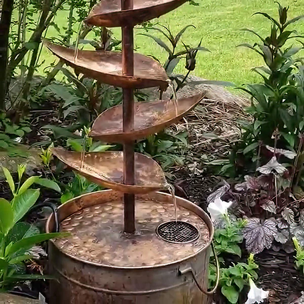 65 Inch Tall Cascading Leaf Garden Fountain