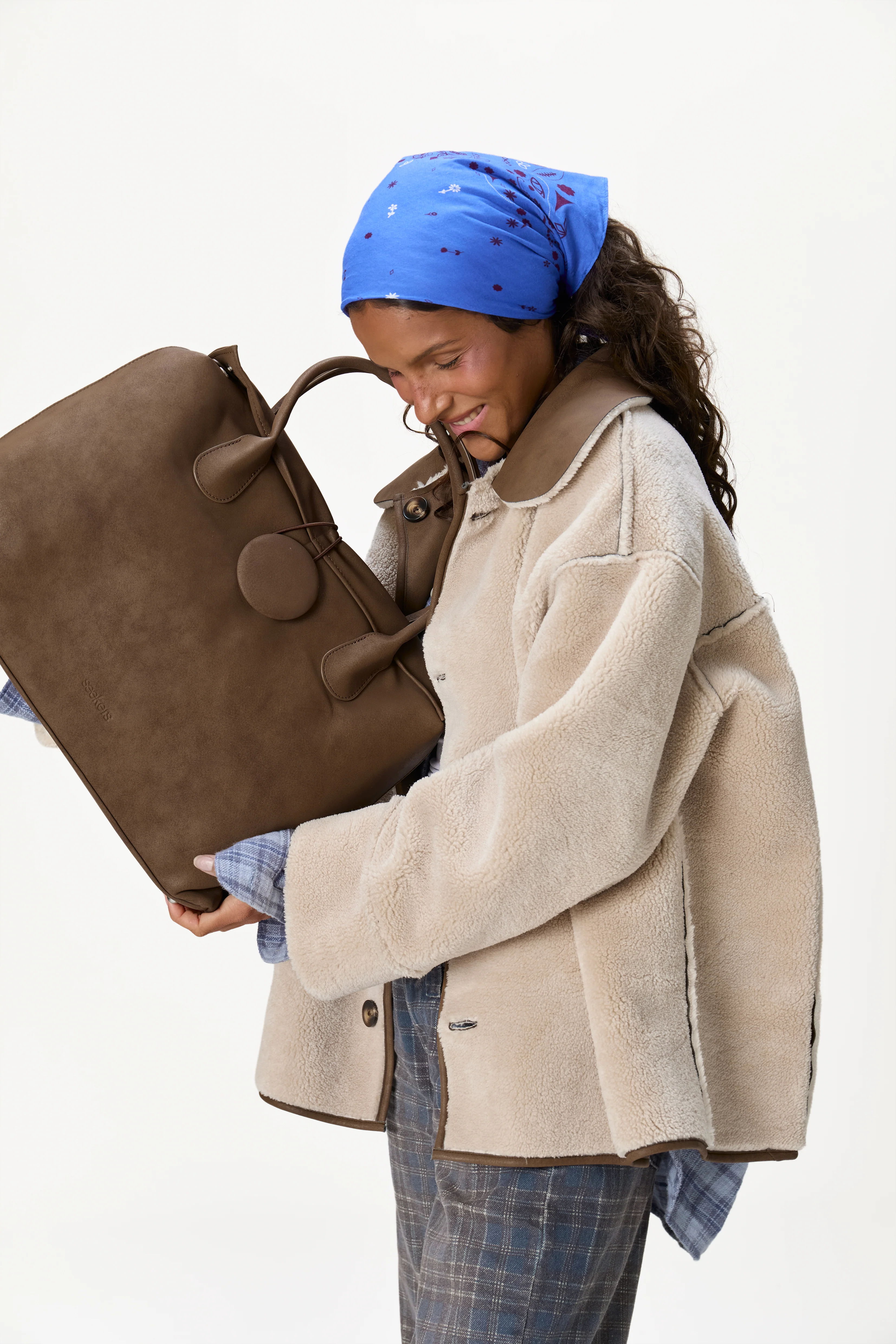 Tully Button Carryall Bag in Brown