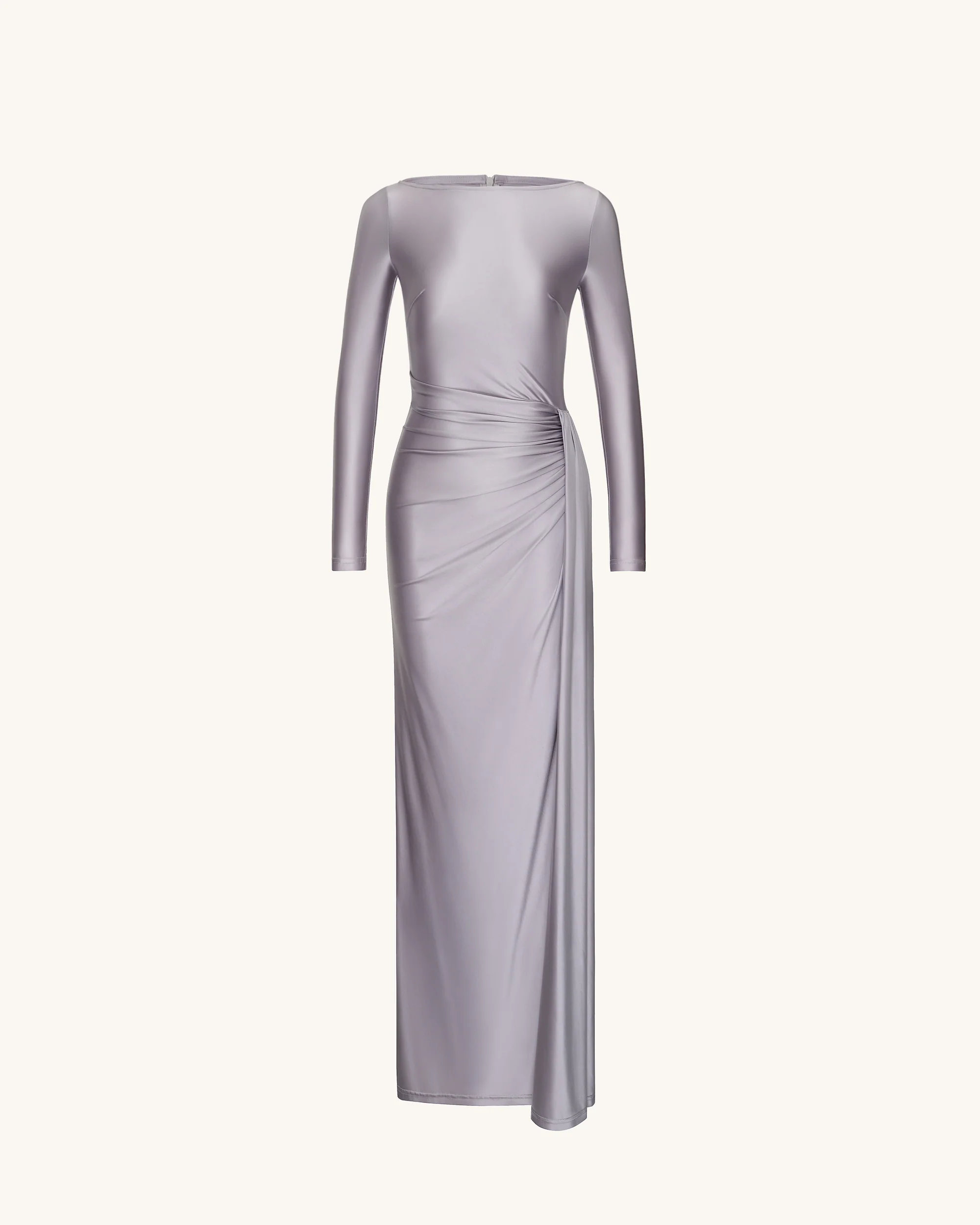 Amara Metallic Ruched Dress - Silver - FASHION NOB