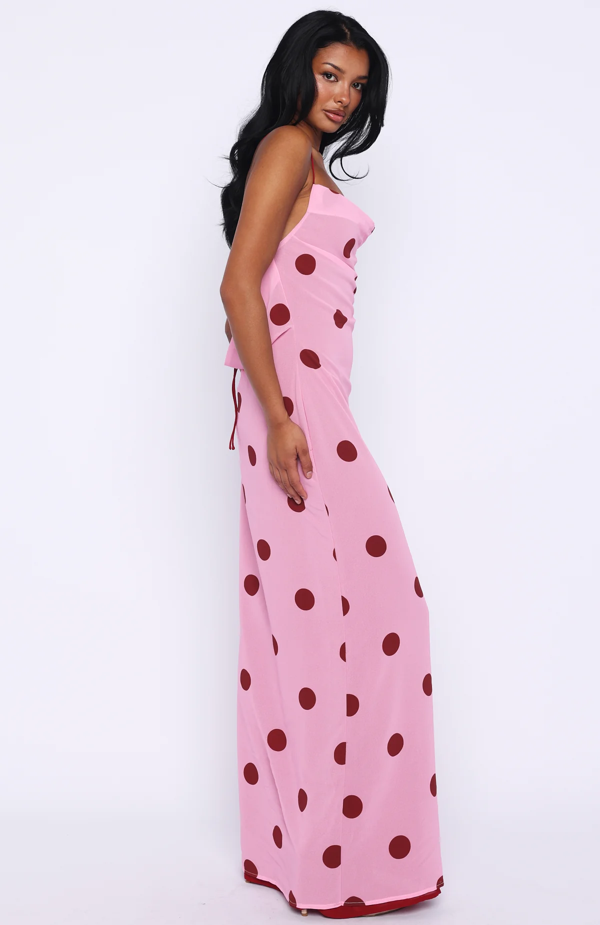 Peony Pop Maxi Dress Pink Polka Dot