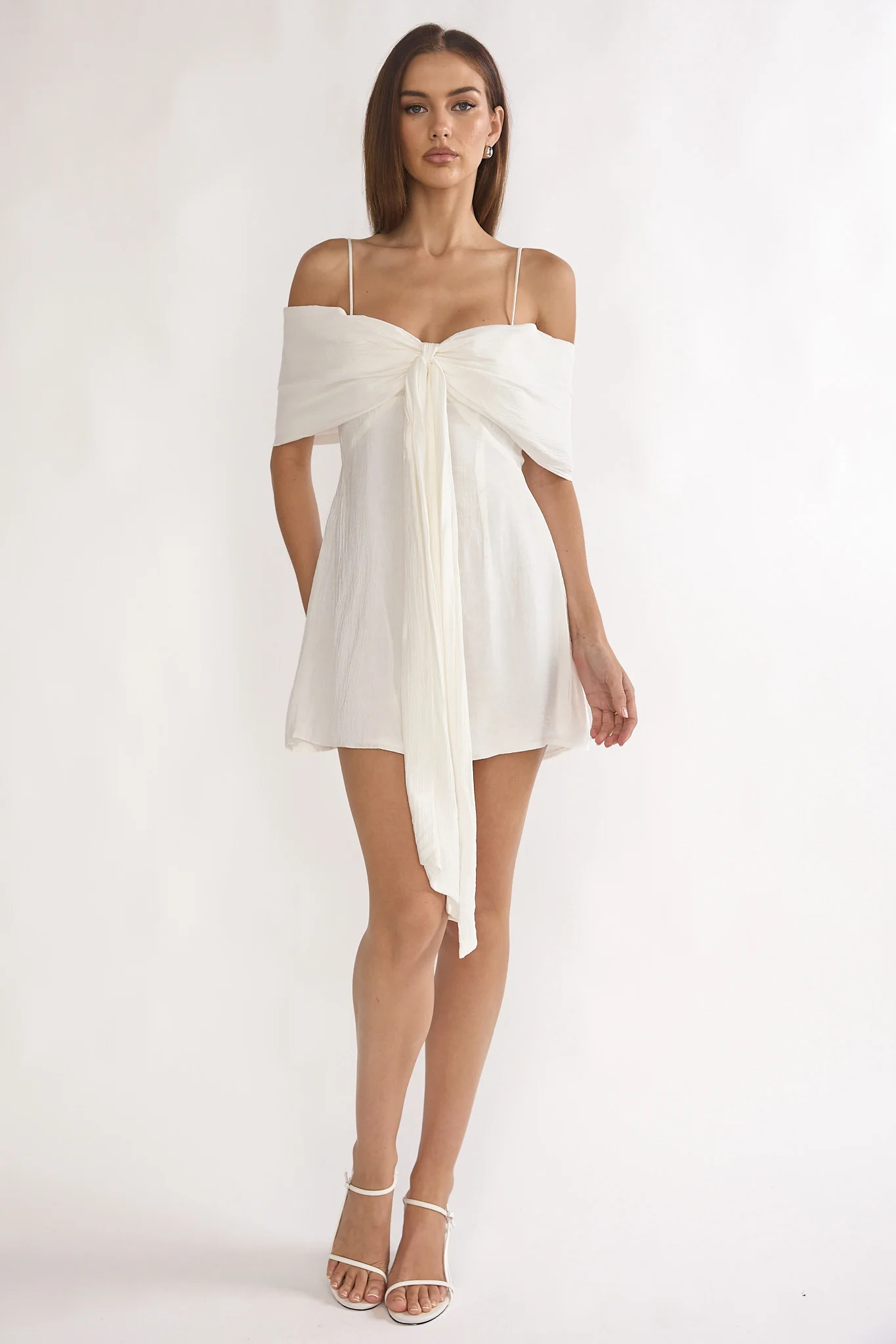 Lillibet Bow Tied Bust Mini Dress White - luluinthesky