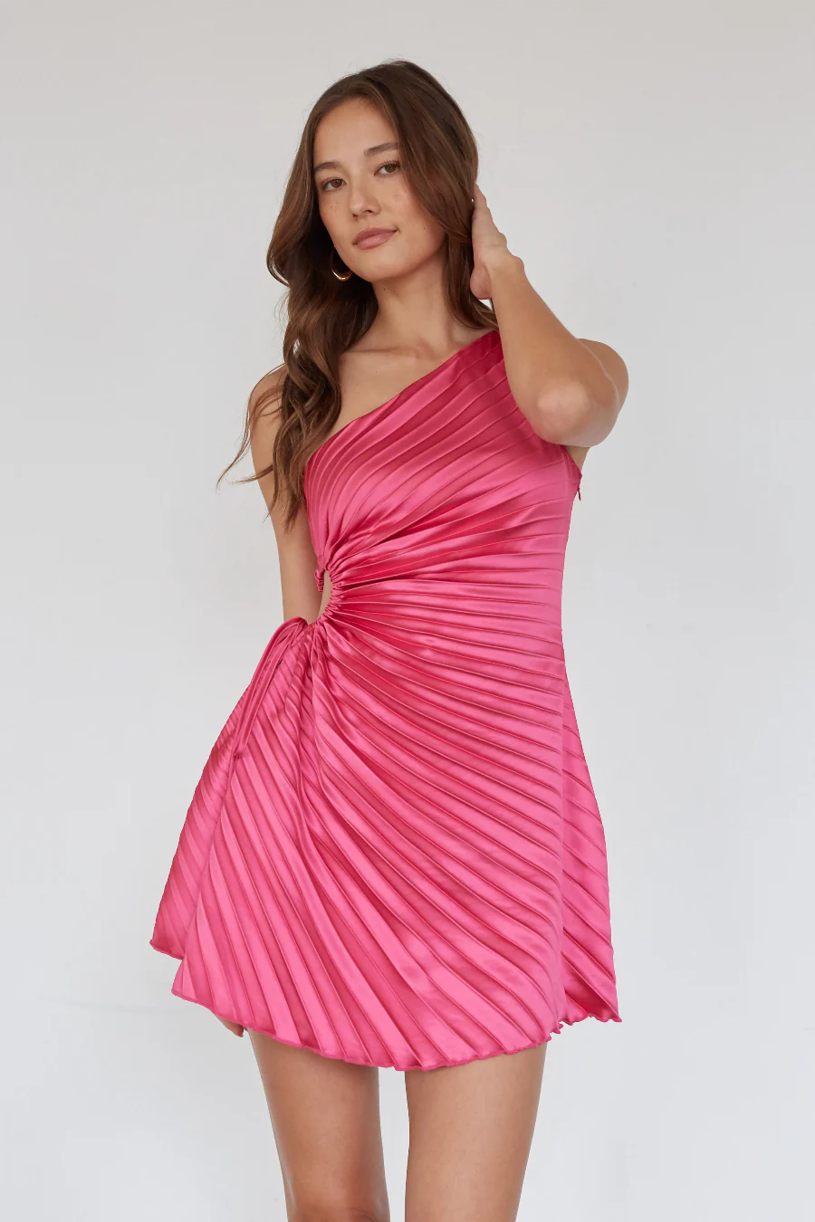 Carrie One Shoulder Plisse Mini Dress - luluinthesky