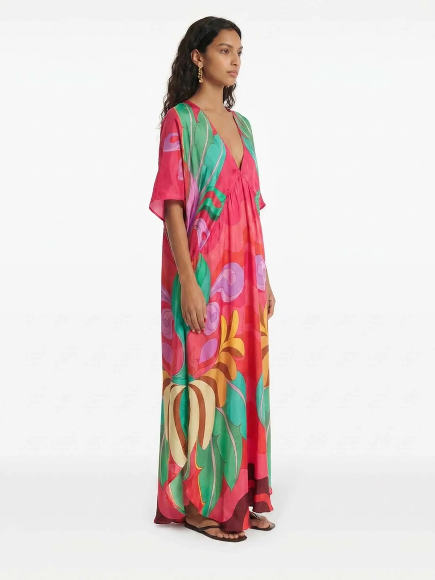 Vibrant Tropical Flow Maxi Dress