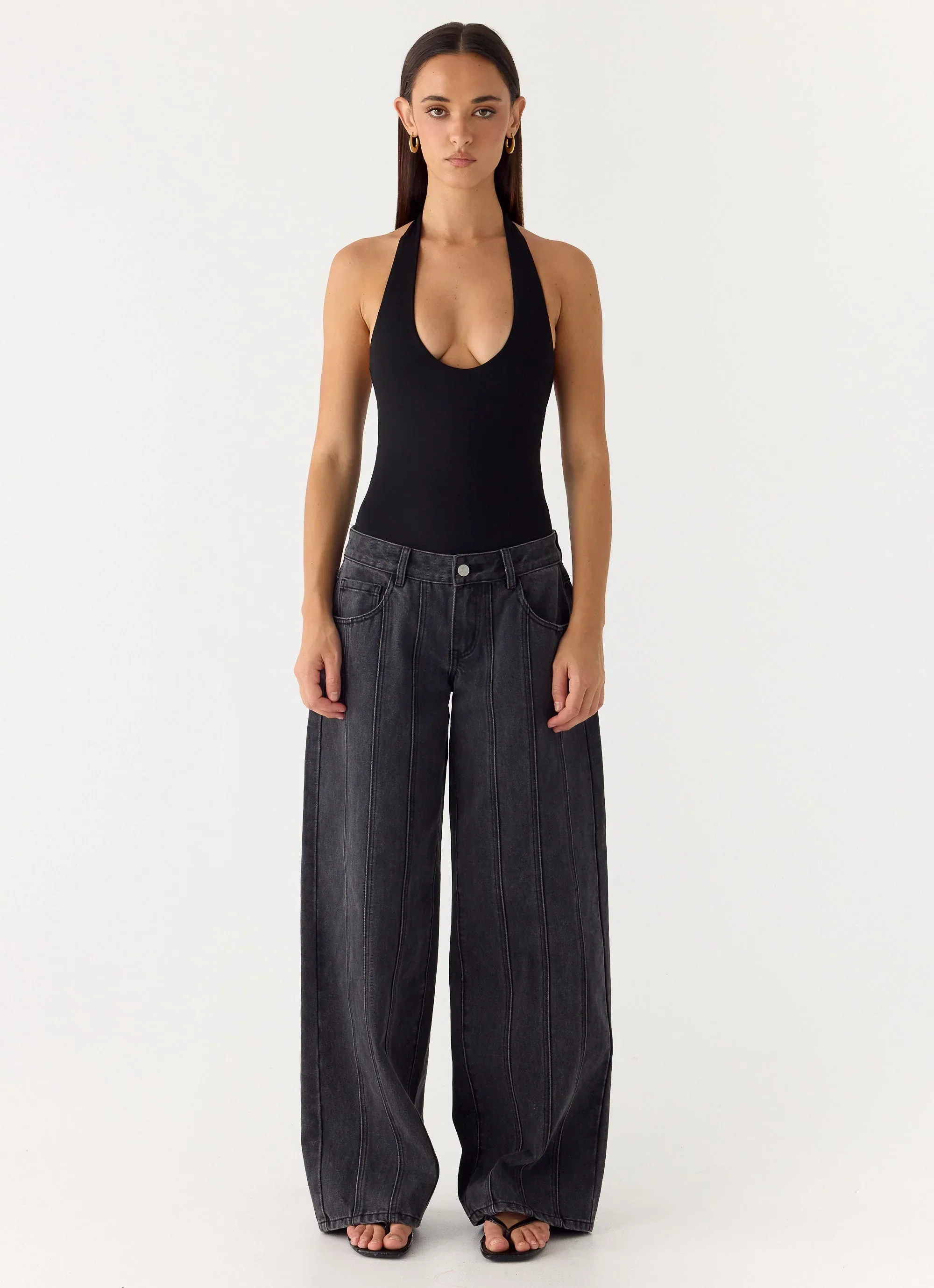 Set The Scene Halter Bodysuit - Black