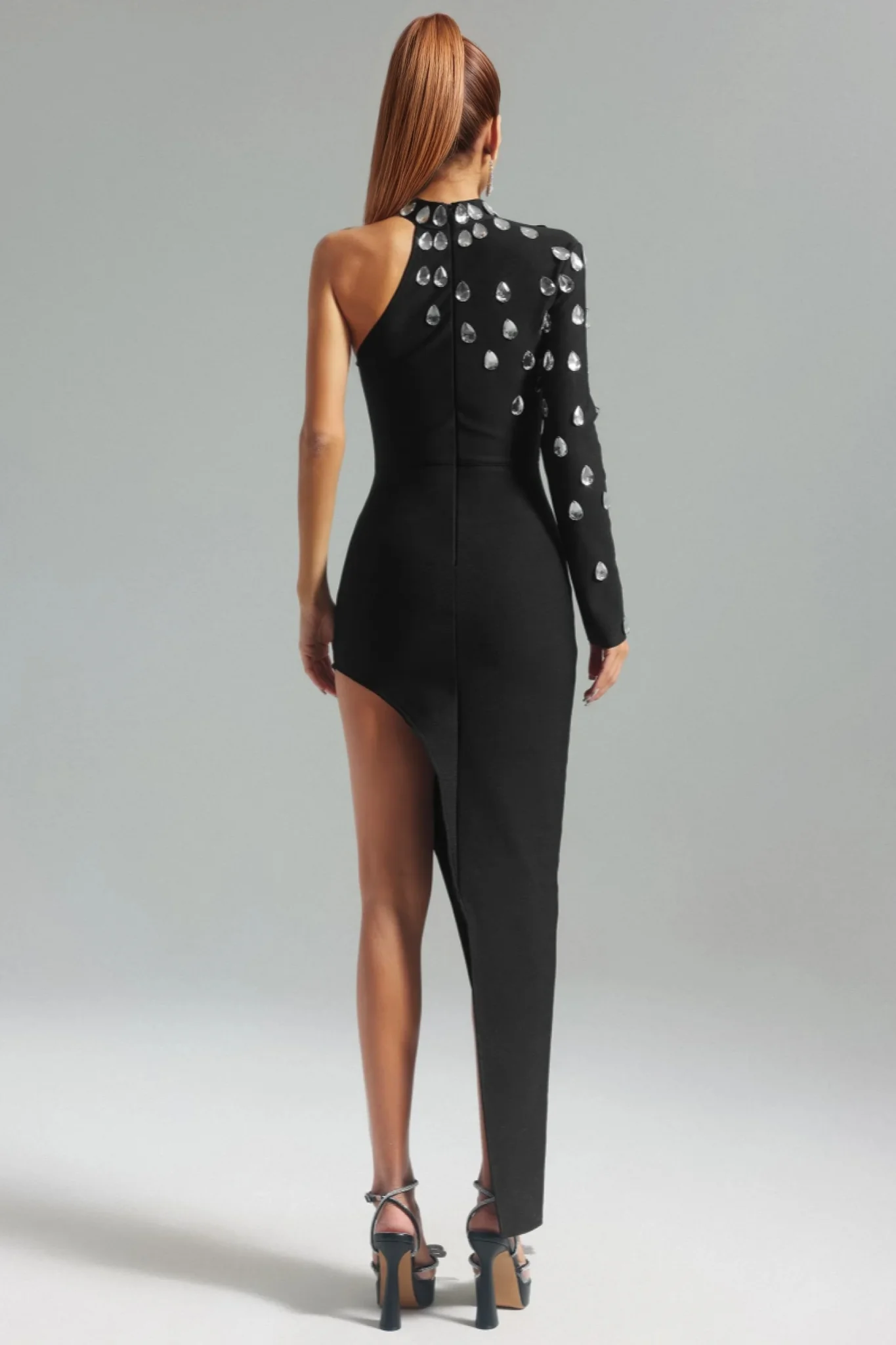 Chenelle One Shoulder Diamond Maxi Dress