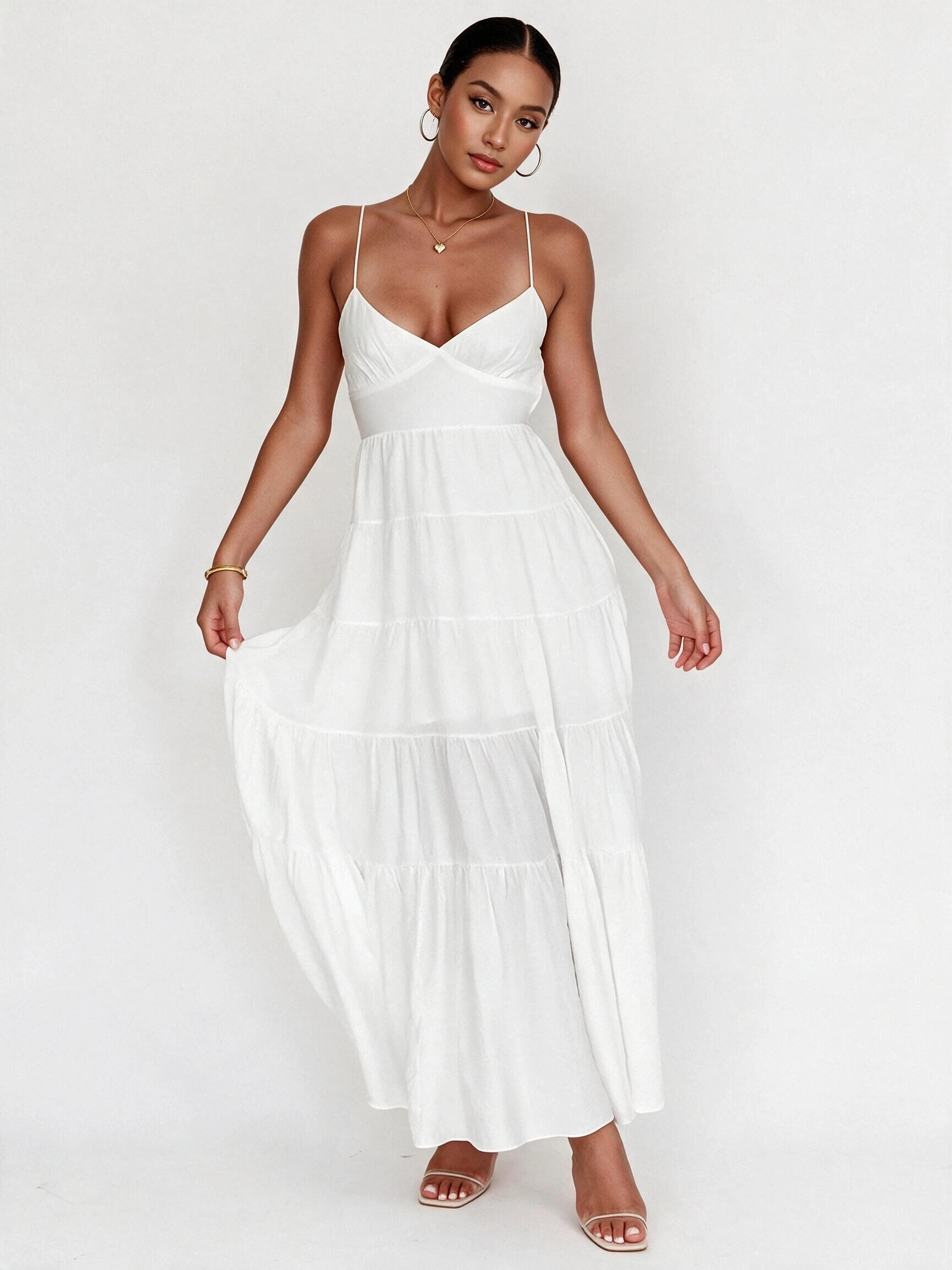 Main Attraction Cami Strap Maxi Dress White