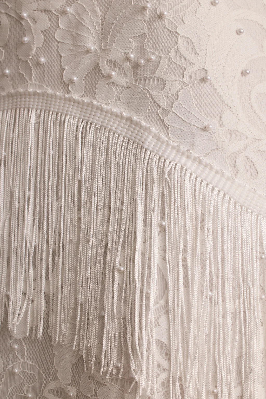 Shadows White Lace Fringe Maxi Dress