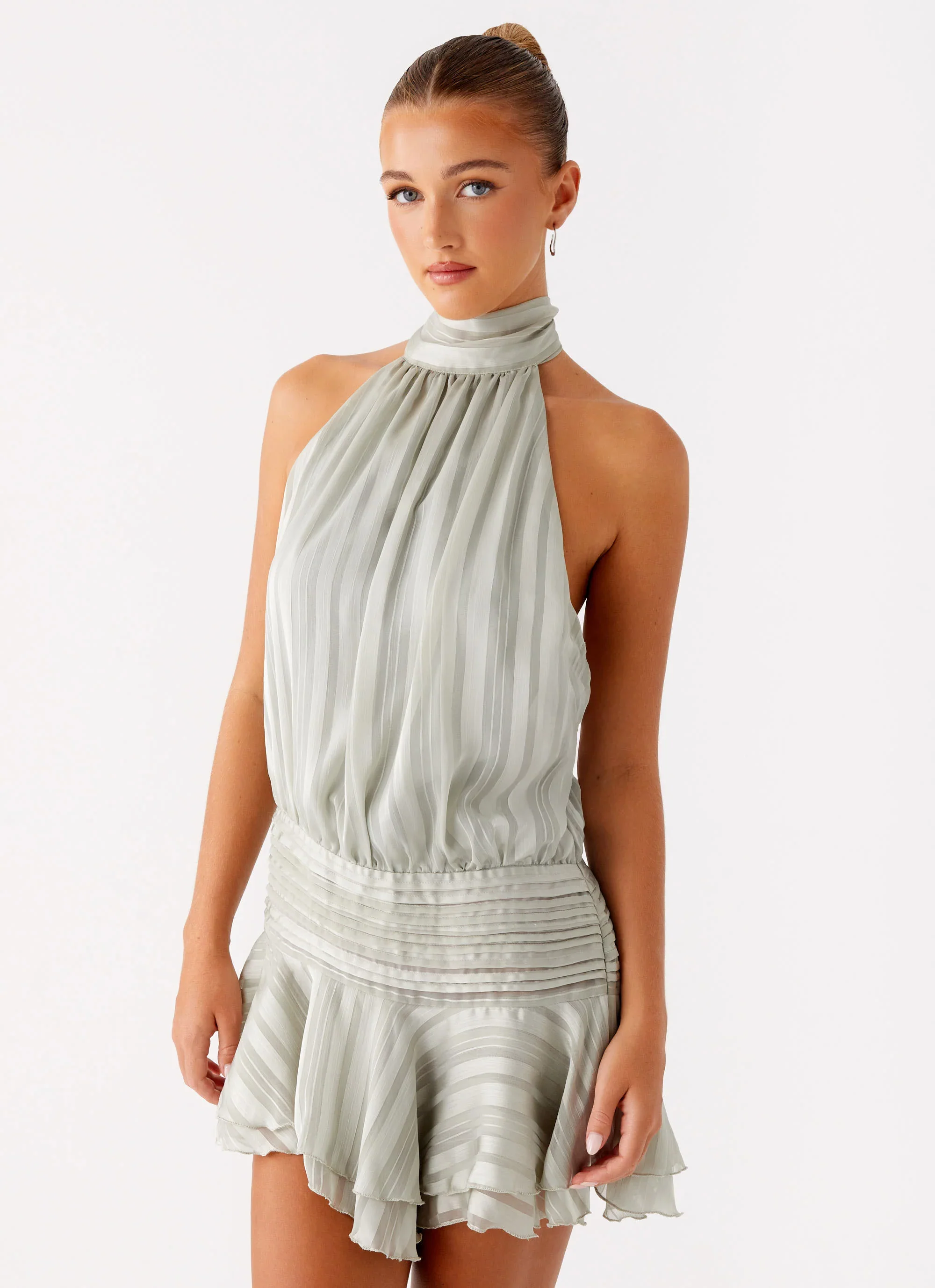 Willow Chiffon Mini Dress - Green