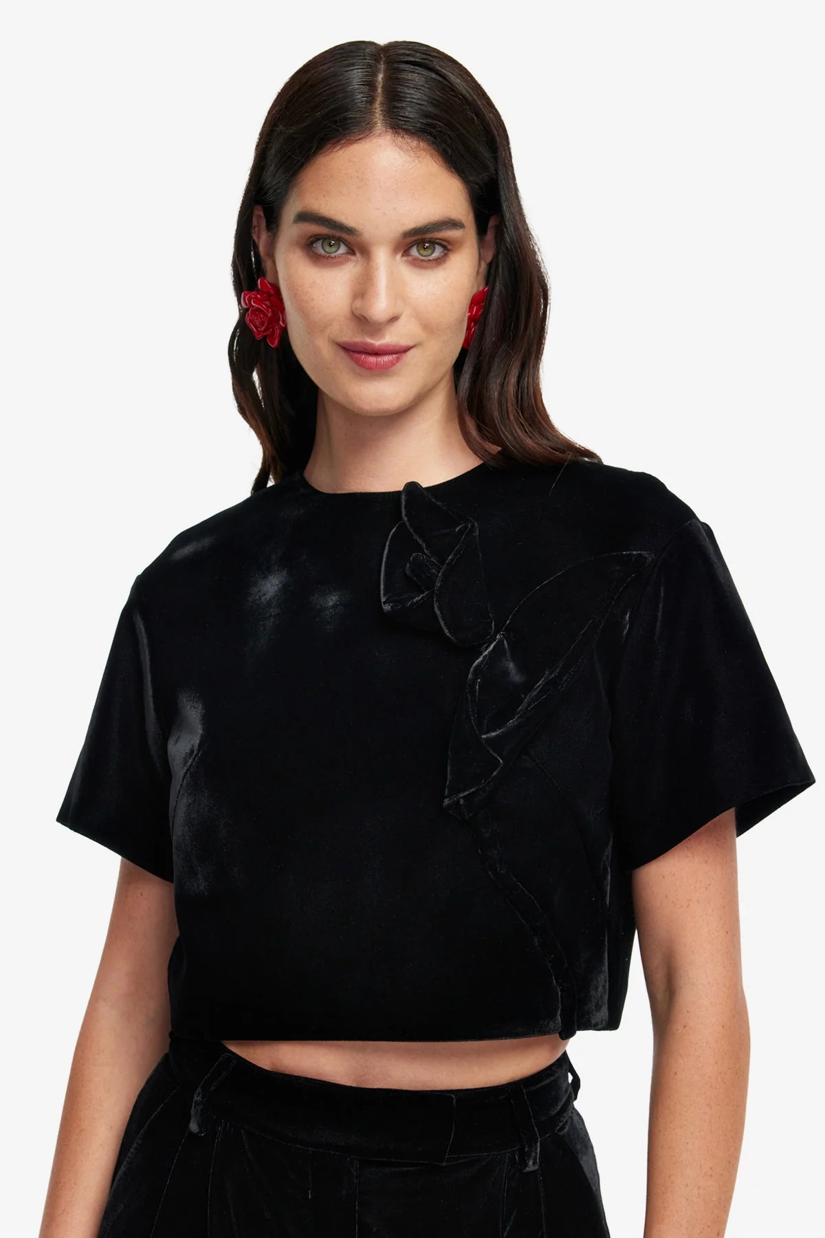 Indie Velvet Sleeve Top - Ebony