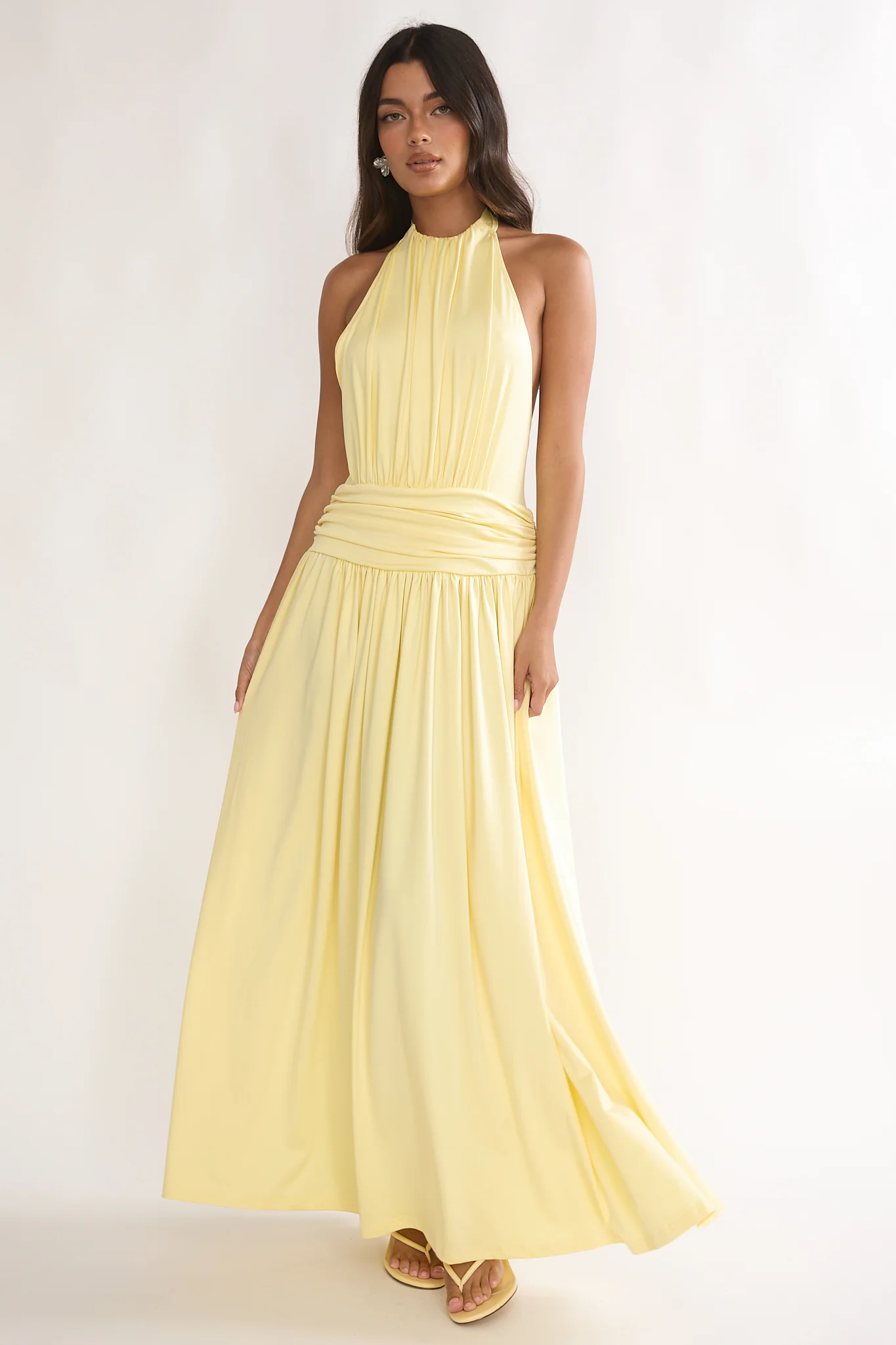 Trouville Backless Halter Maxi Dress Sunflower