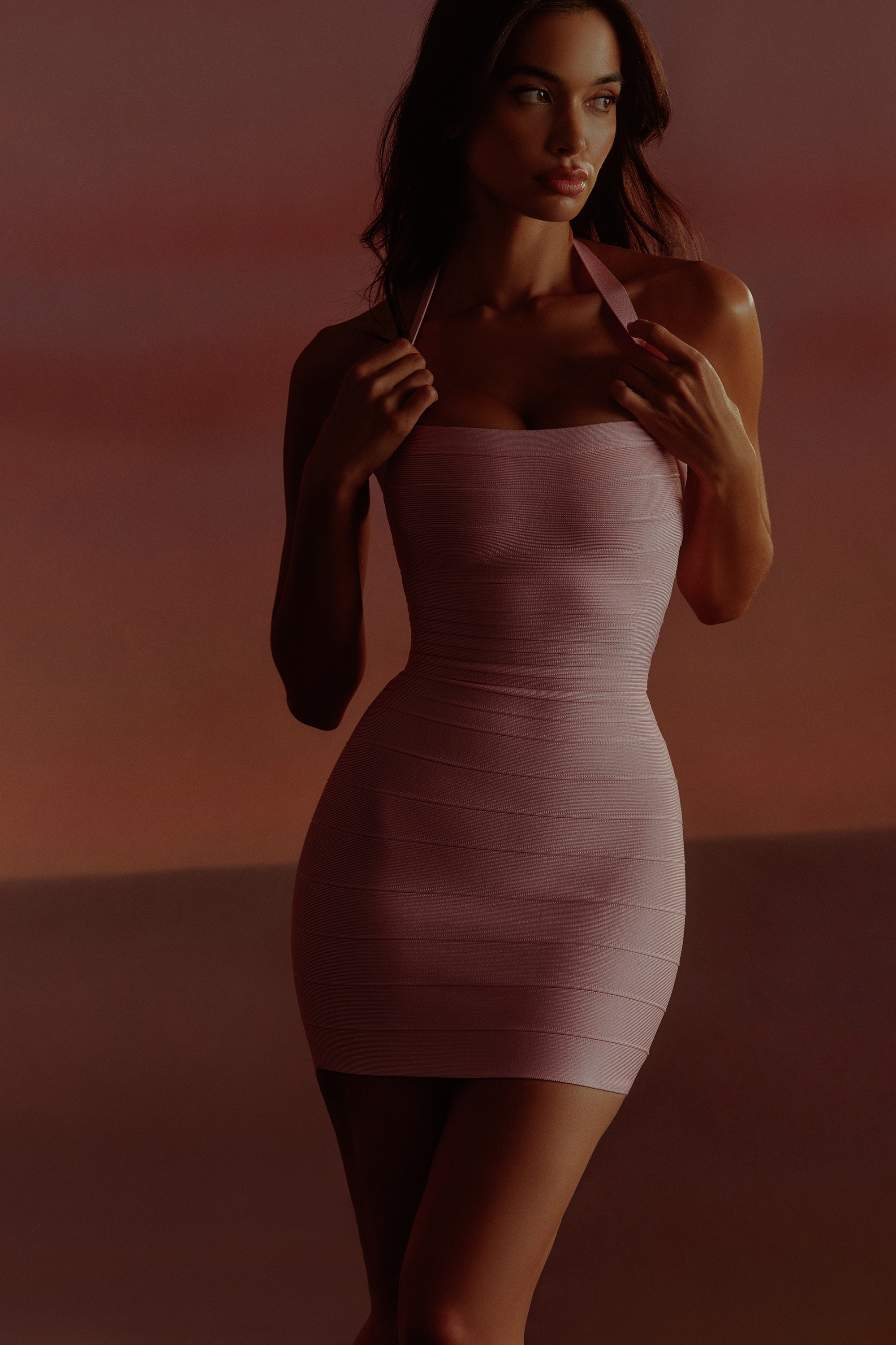 Lychee Halter Neck Bandage Mini Dress