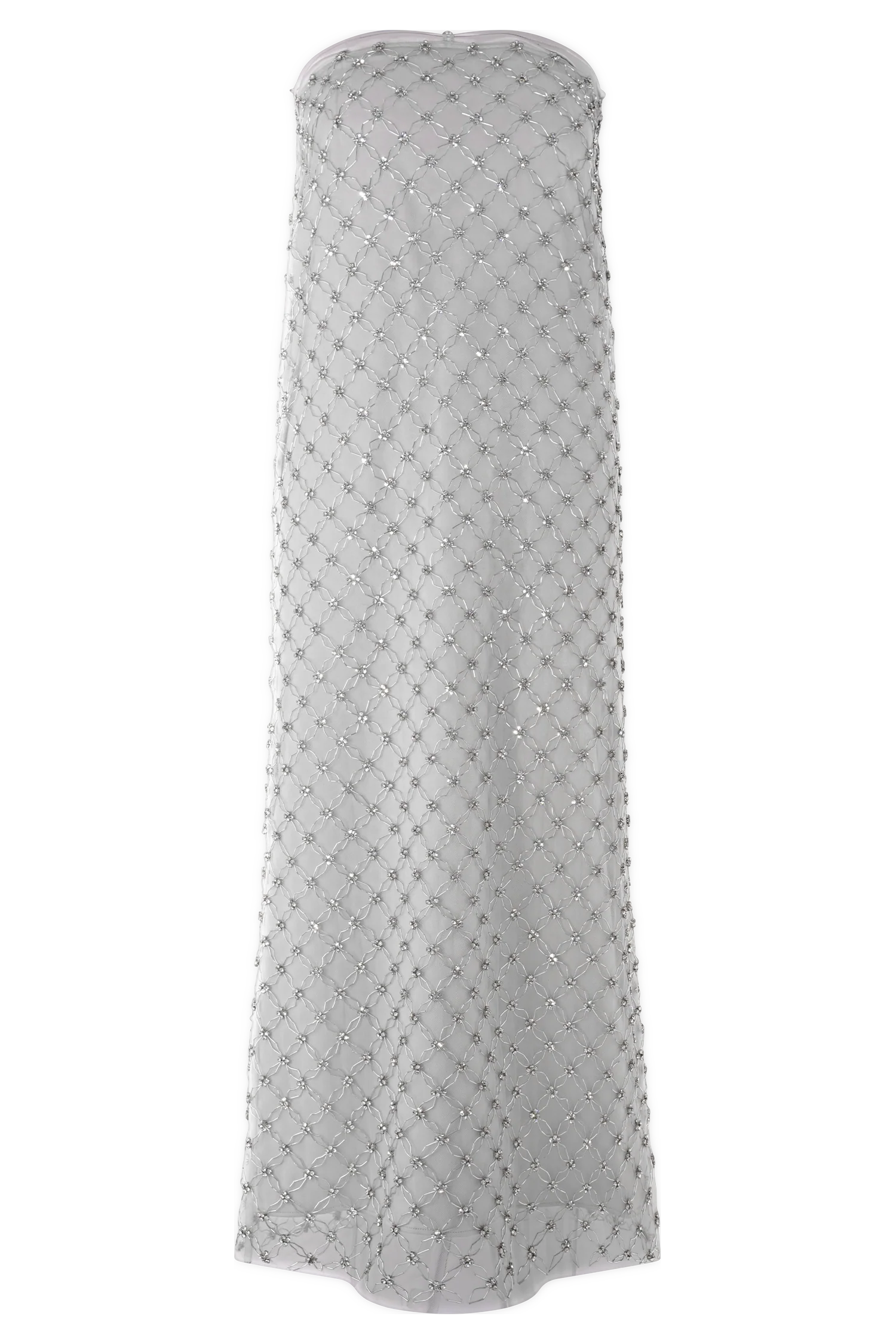 Zuri Hand Beaded Embellished Maxi Skirt - Silver