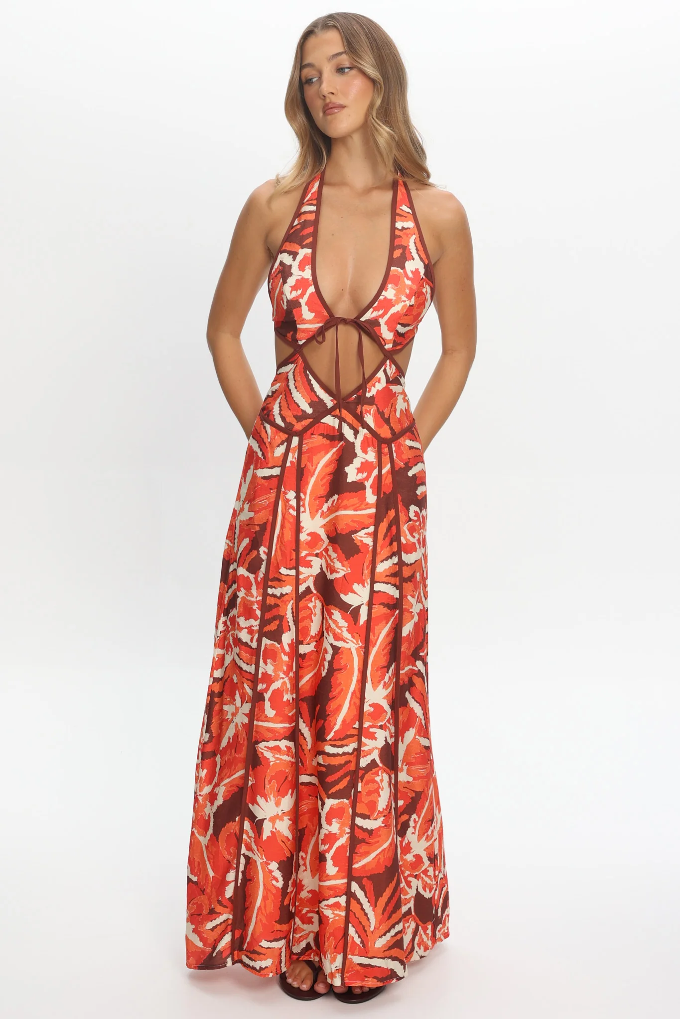 Revelations Cut-Out Maxi Dress Print Berry - luluinthesky