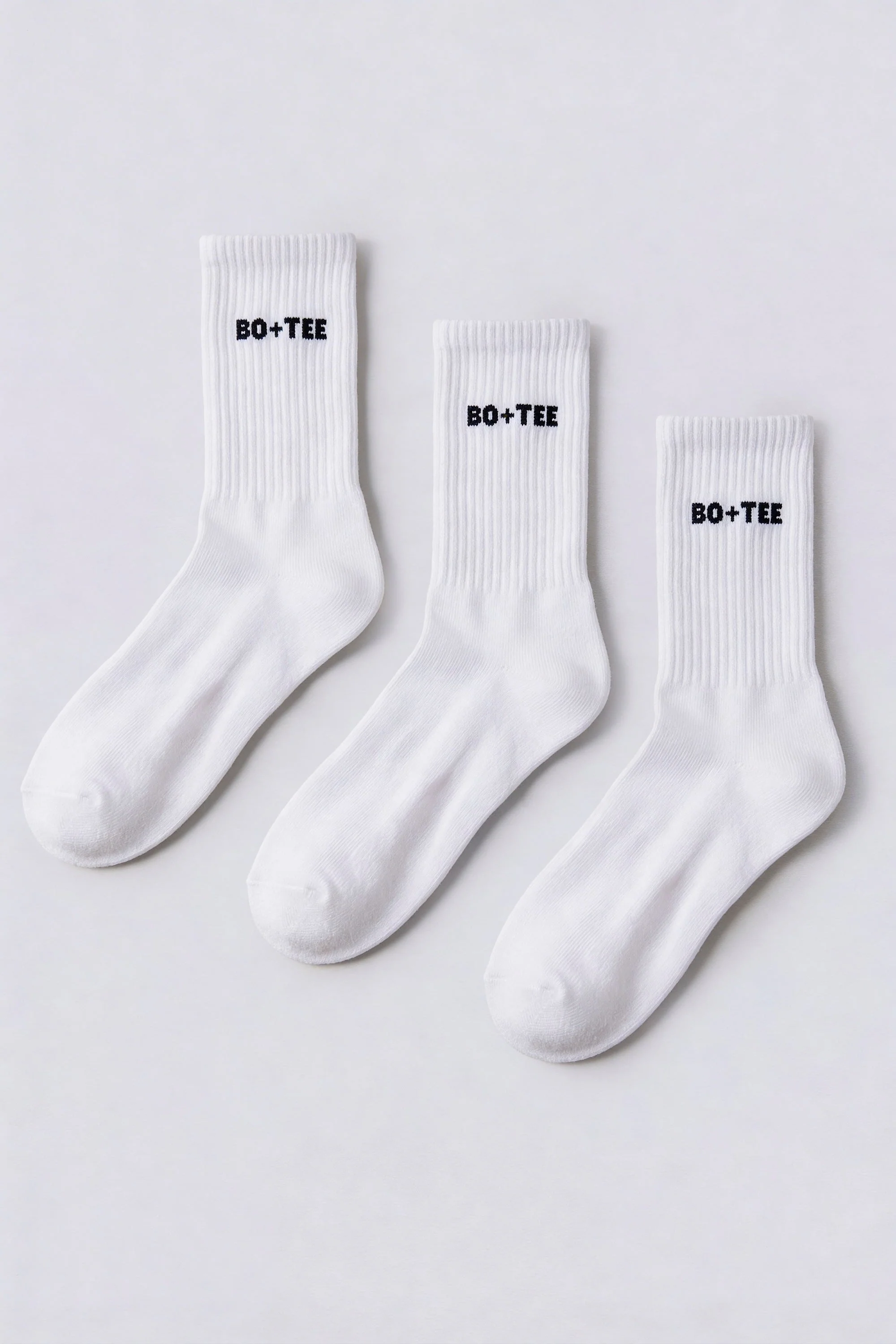 Ribbed Half-Crew 3-Pack Socks in White