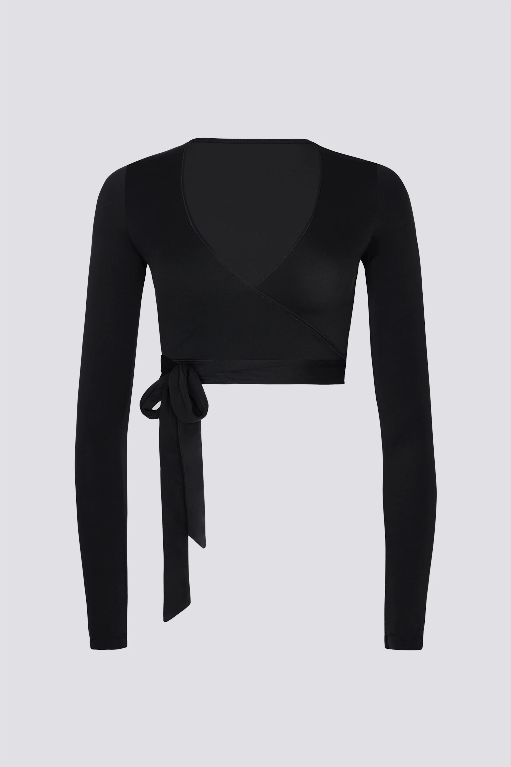 Soft Jersey Wrap Crop Top in Black