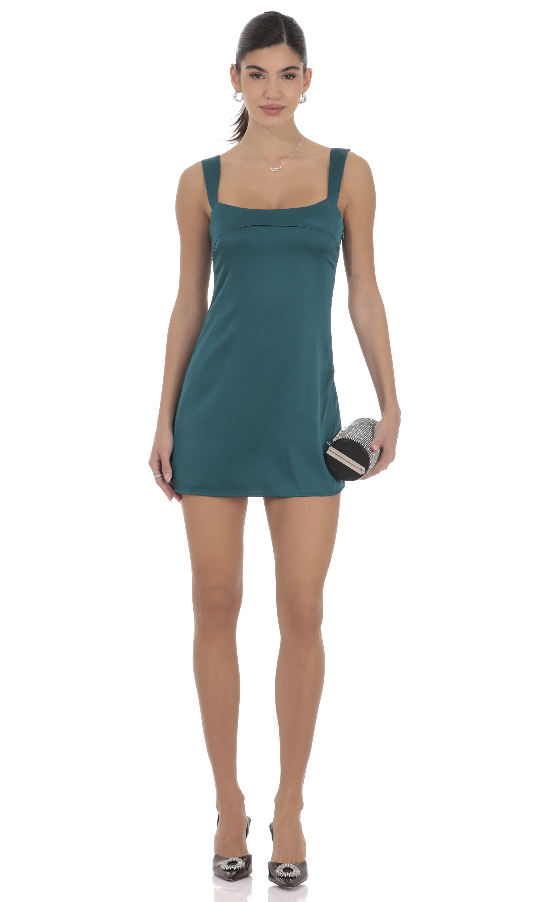 Satin Shift Dress in Teal - luluinthesky