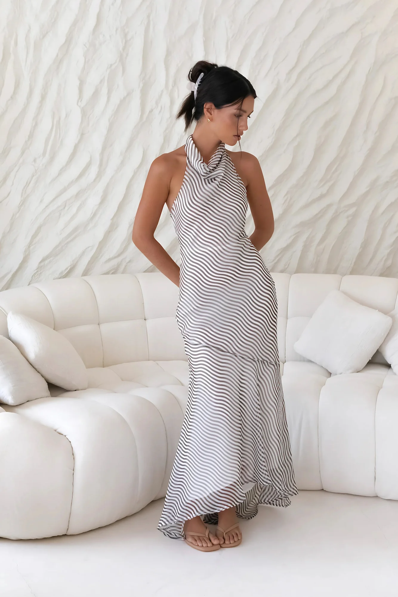 Tidal Wave Maxi Dress Brown