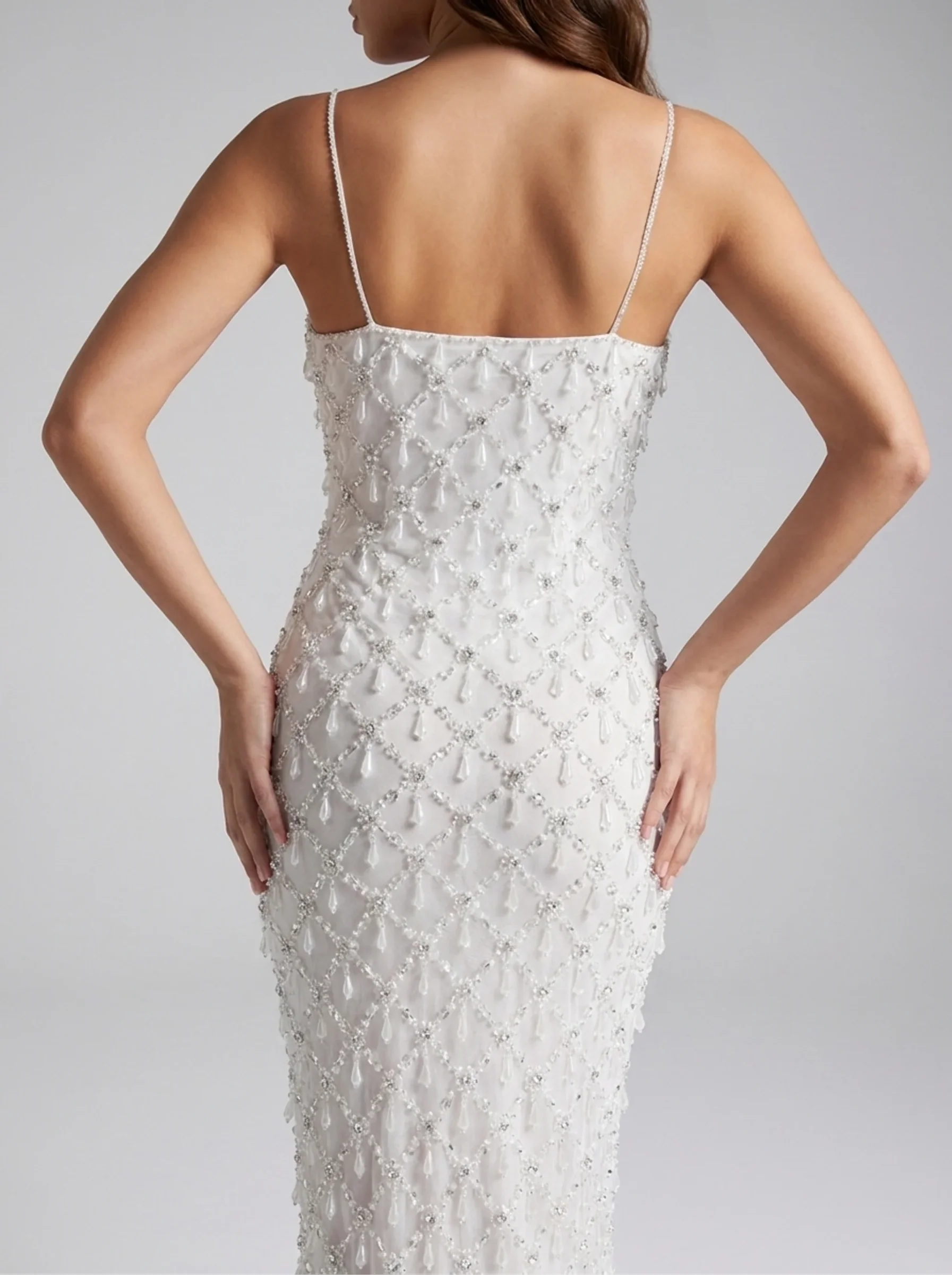 Calliope Luxury Crystal Maxi Party Dress White
