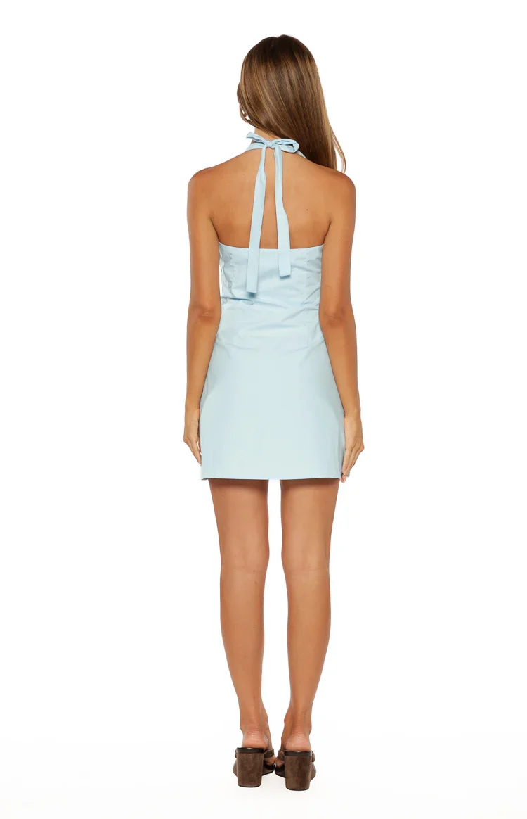 Geni Blue Halter Neck Mini Dress