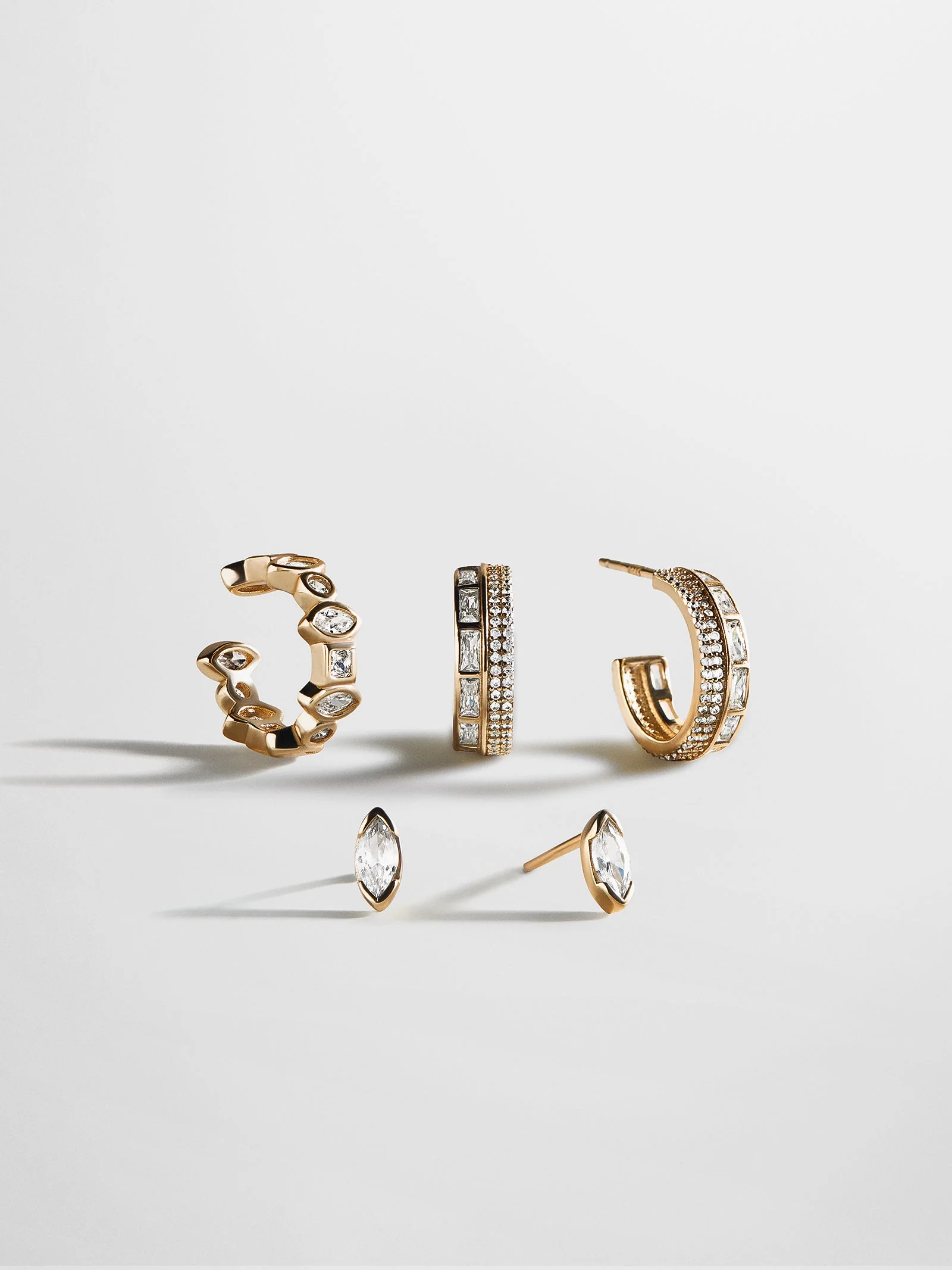 Maeve 14K Gold Earring Set - Gold/Pavé