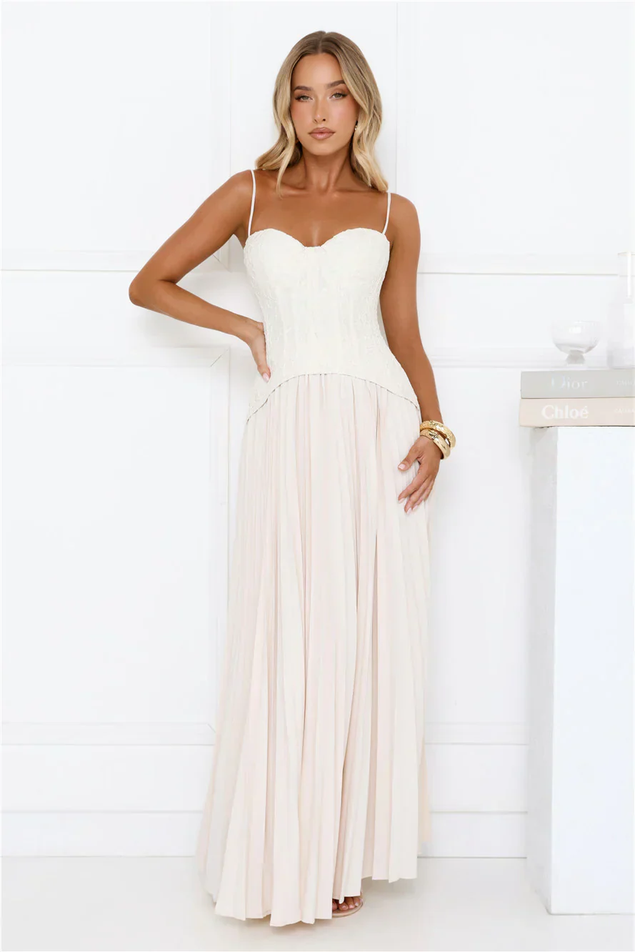 Antique Roses Lace Maxi Dress Cream