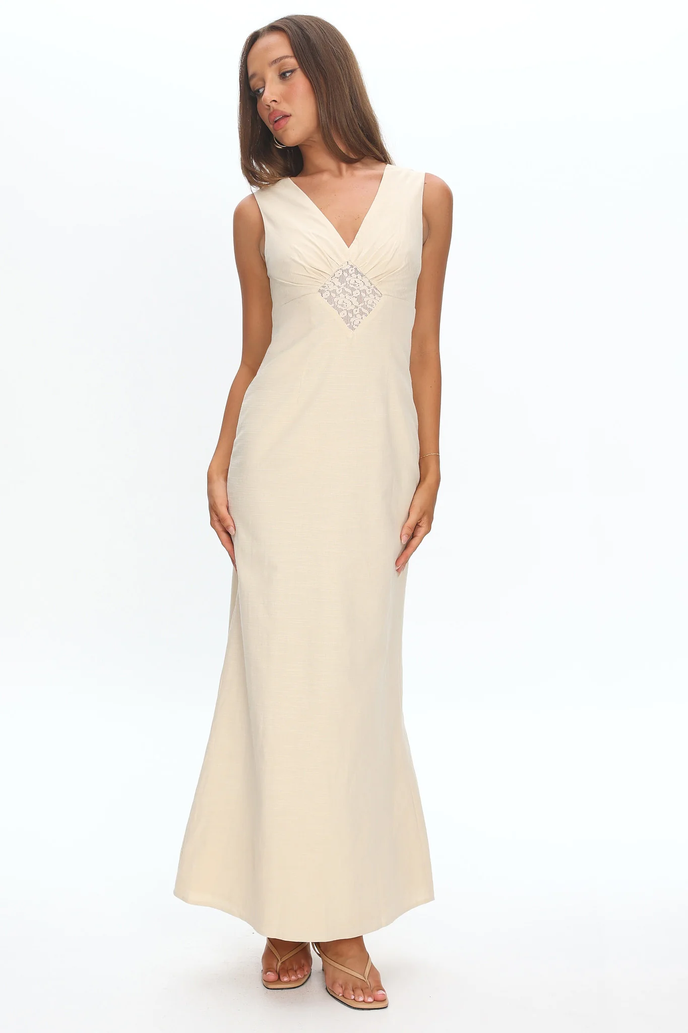 Perry Lace Insert Maxi Dress Vanilla