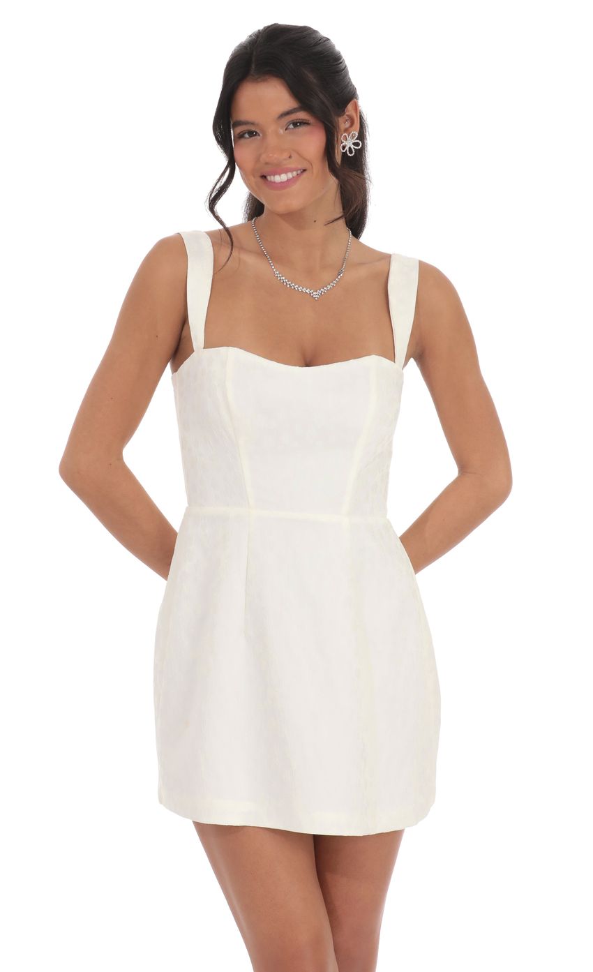 Jacquard Corset A-Line Dress in White