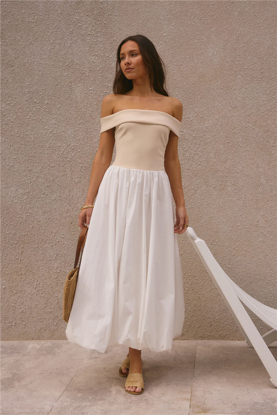 Sophisticated Nights Bubble Hem Maxi Dress White