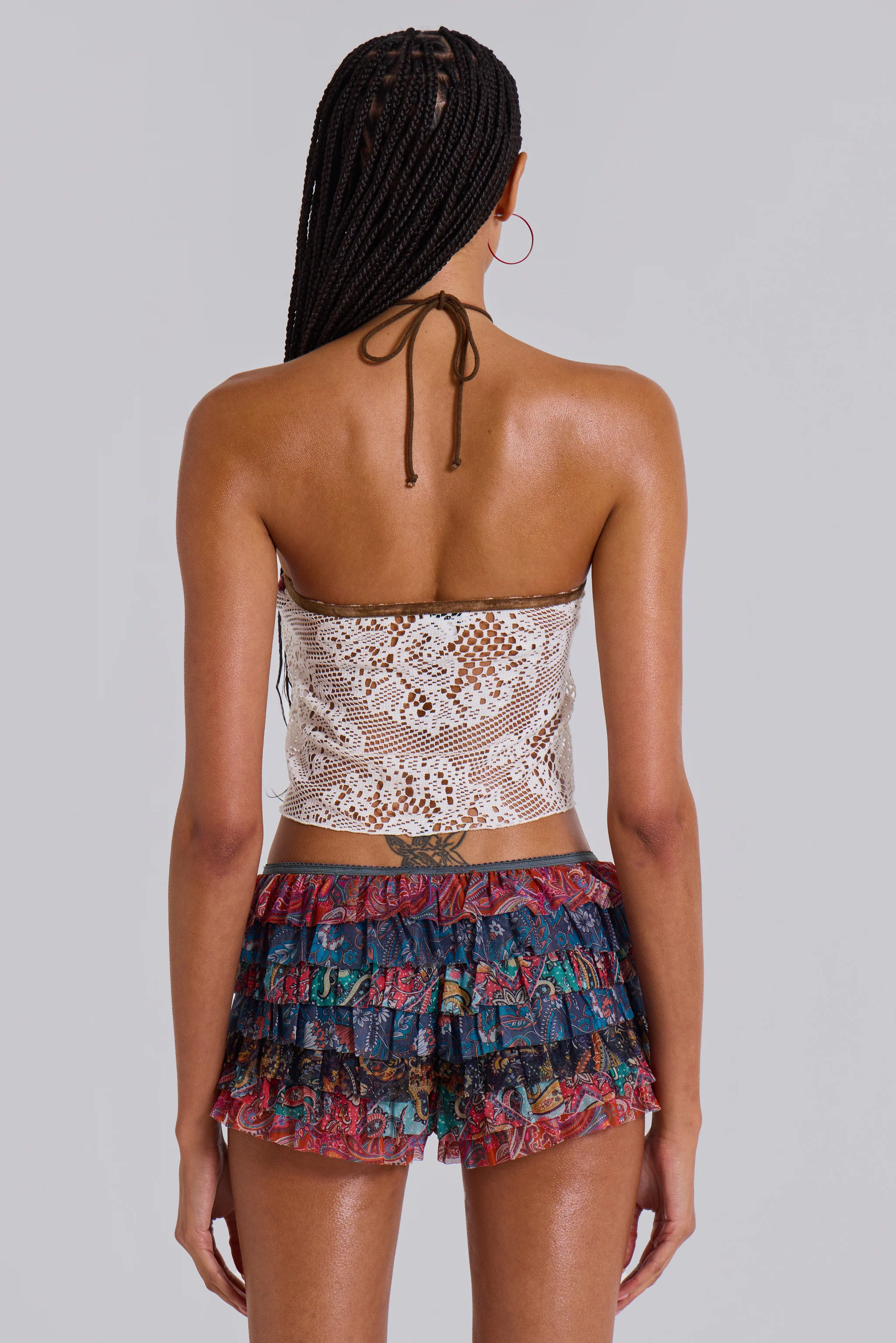 Eliana Devore Knit Bandeau Top in White - luluinthesky