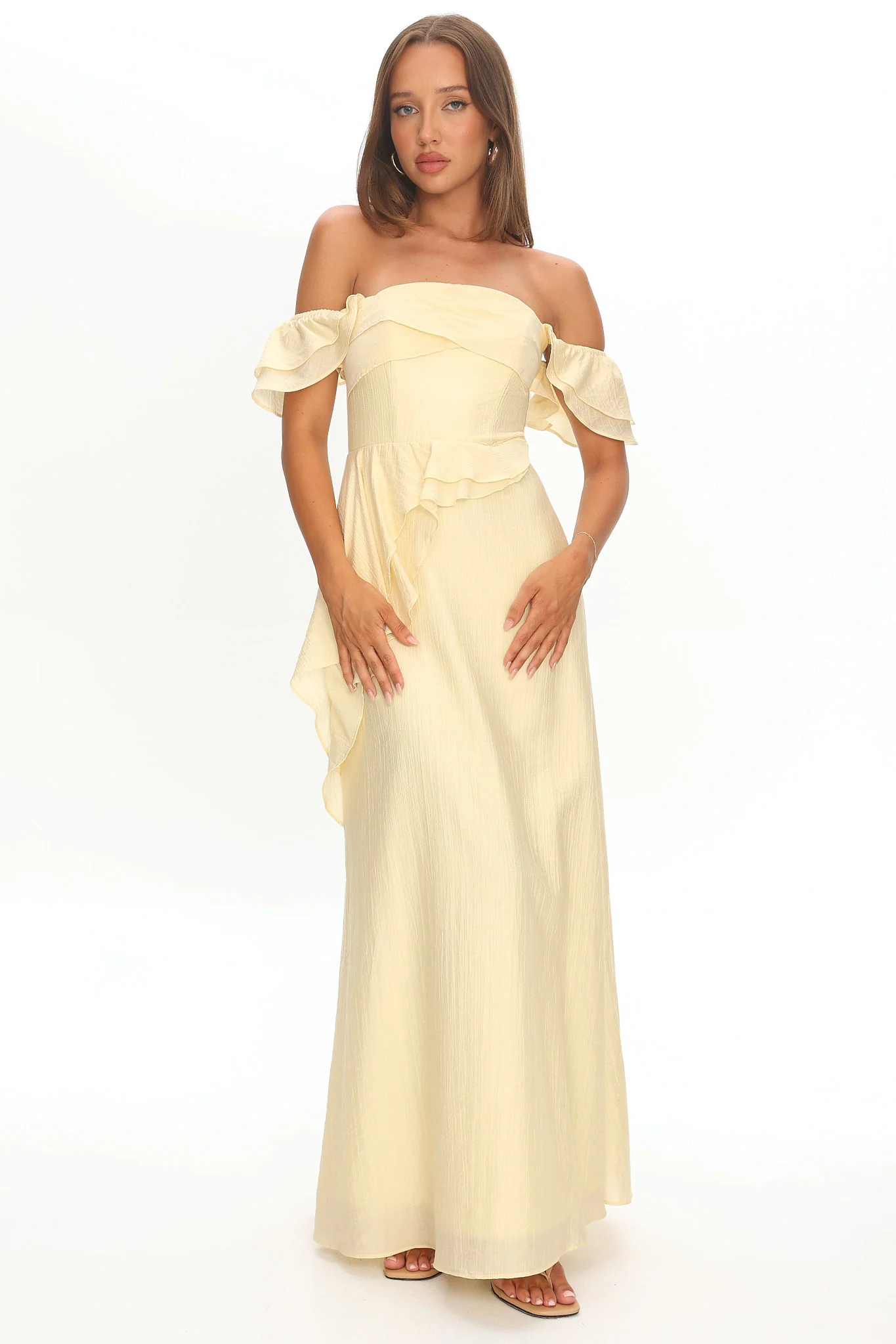 Natale Off-Shoulder Ruffle Maxi Dress Butter