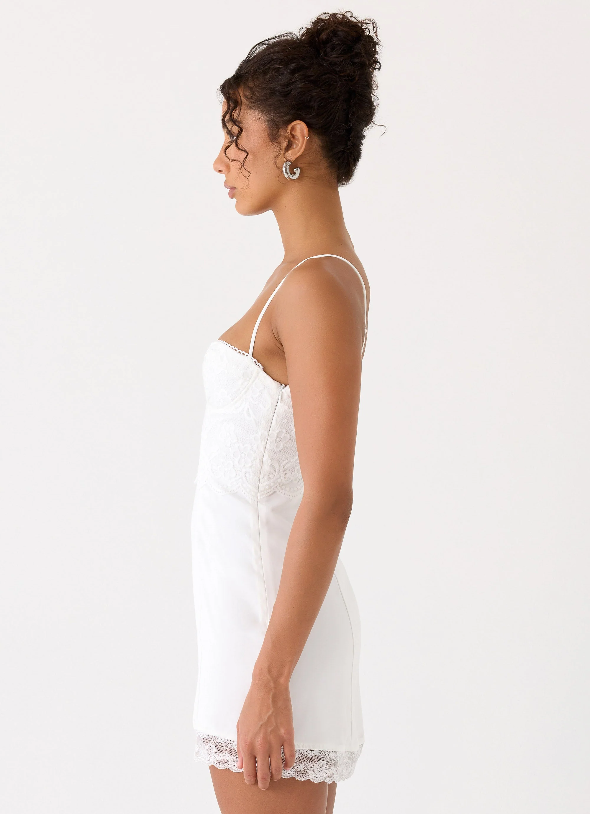 Aloura Lace Mini Dress - White - luluinthesky