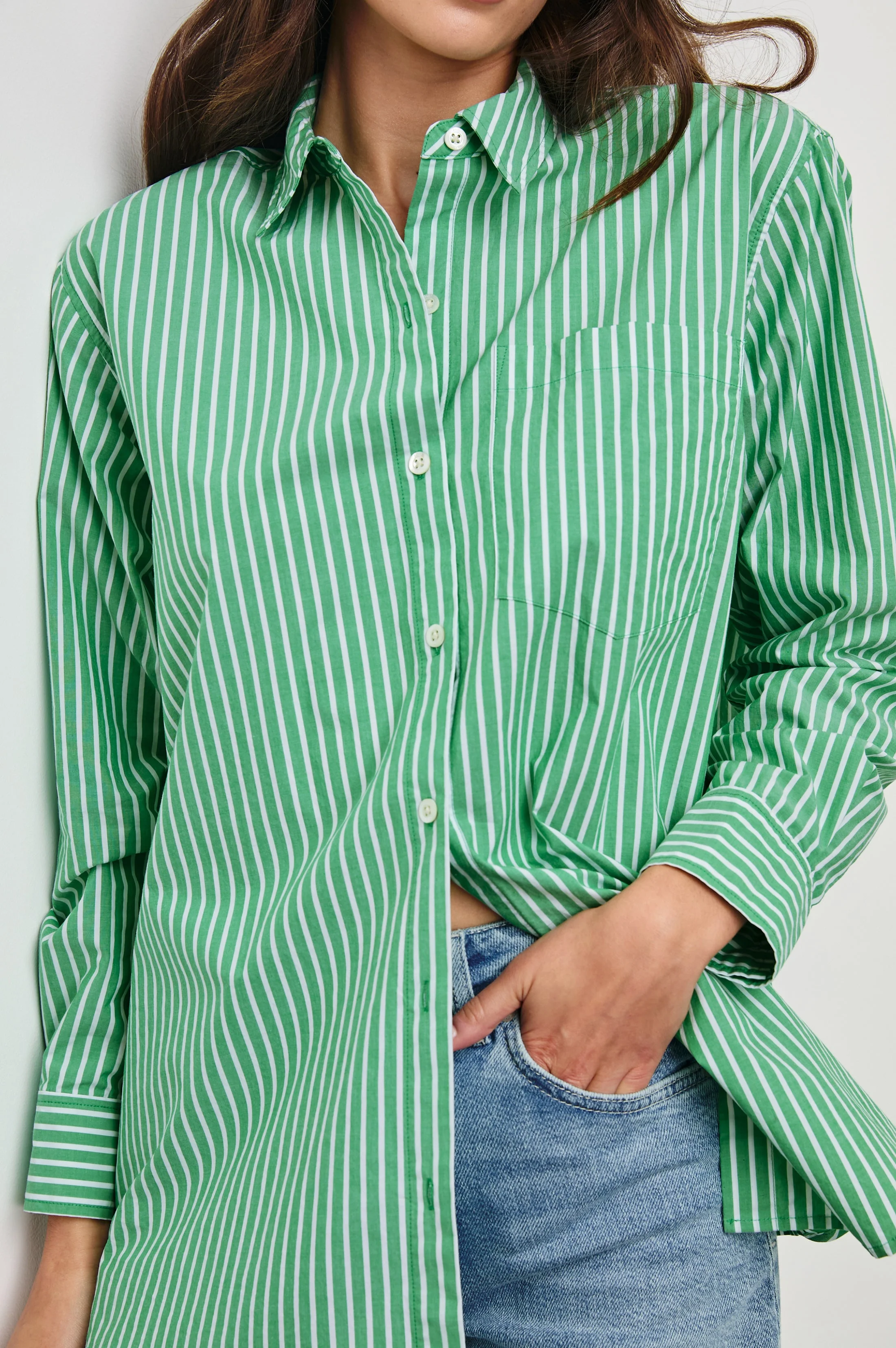 Elsa Shirt - Kelly White Stripe