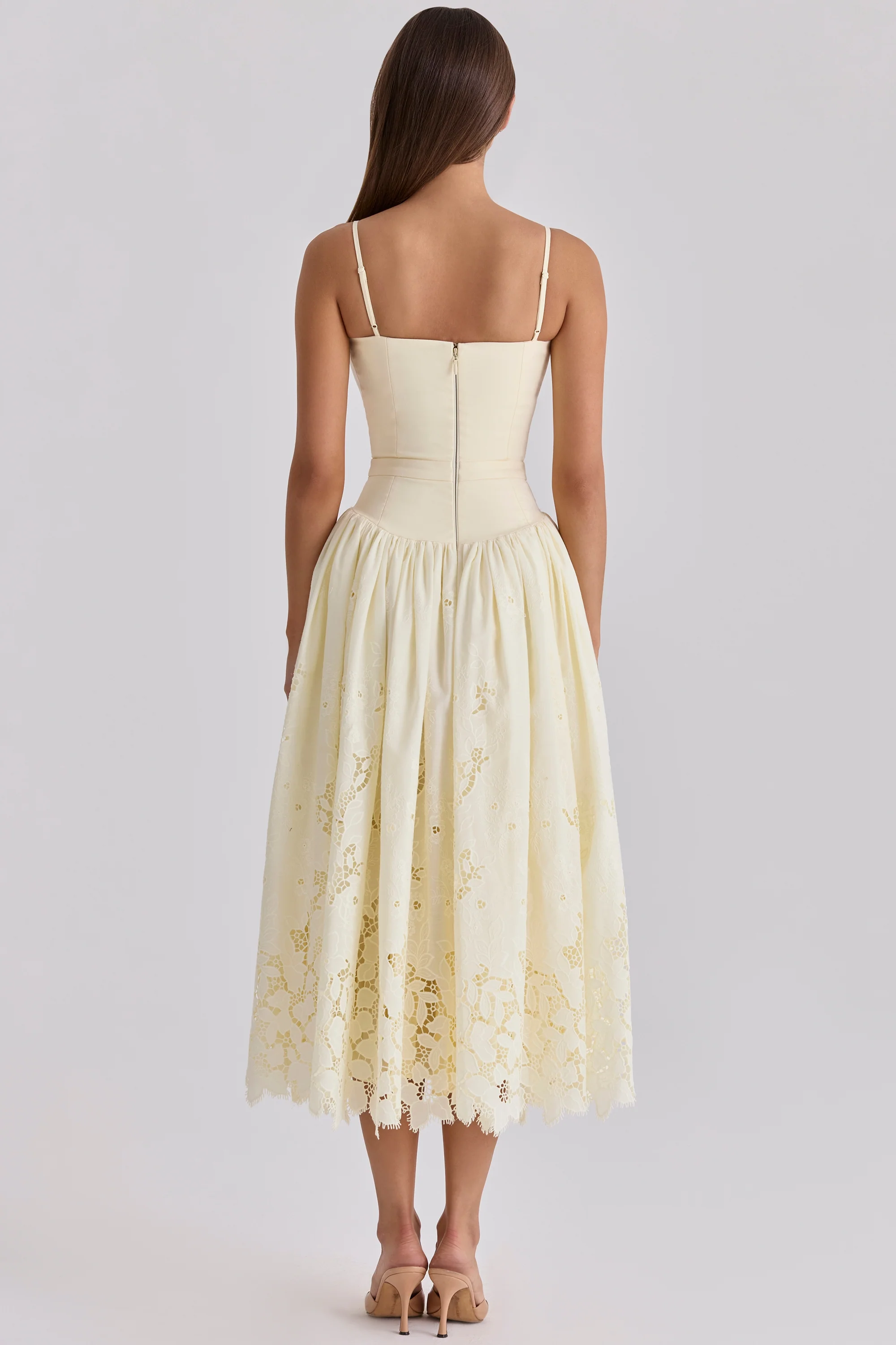 lemon custom lace + broderie anglaise midi sundress - luluinthesky