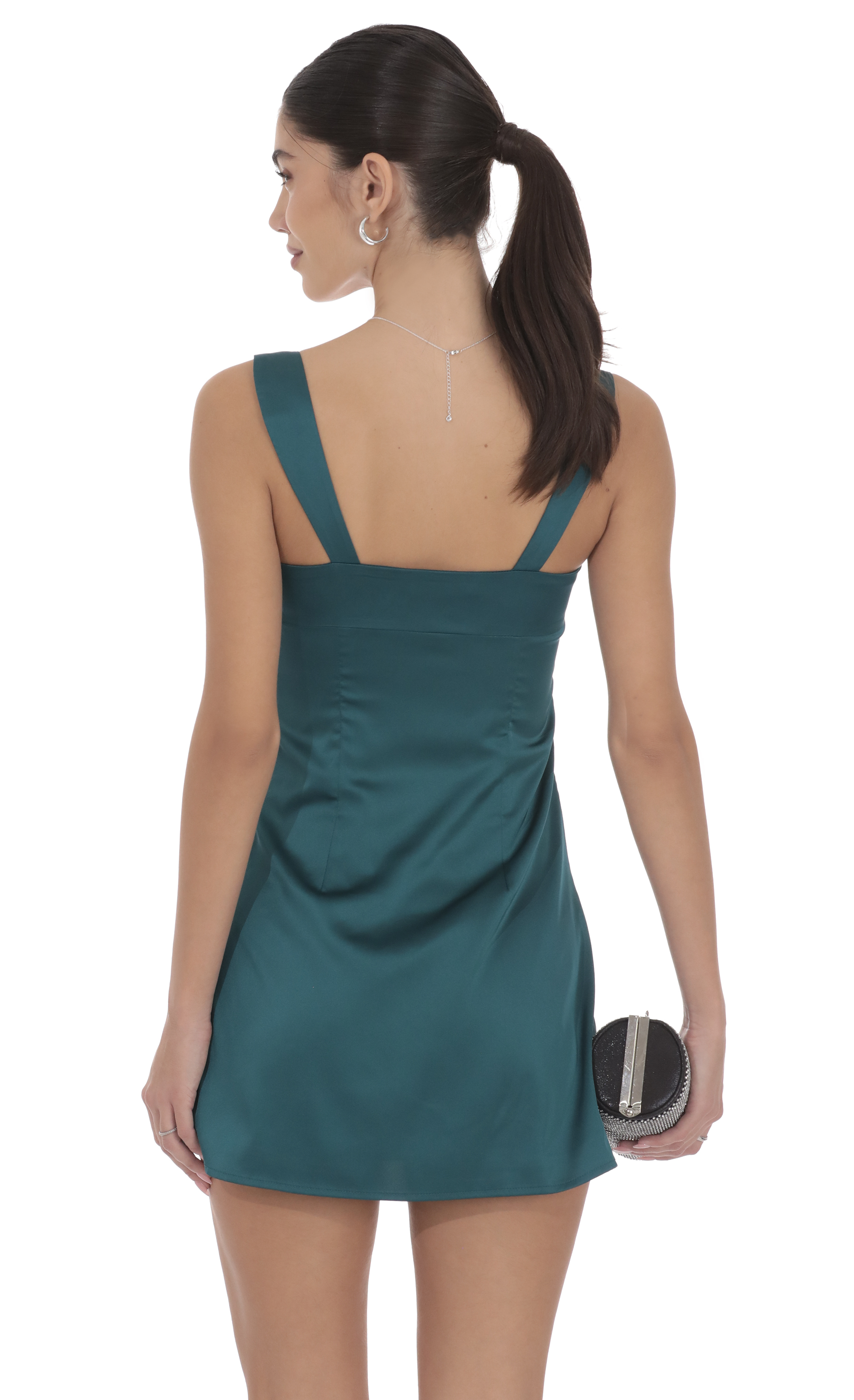 Satin Shift Dress in Teal - luluinthesky