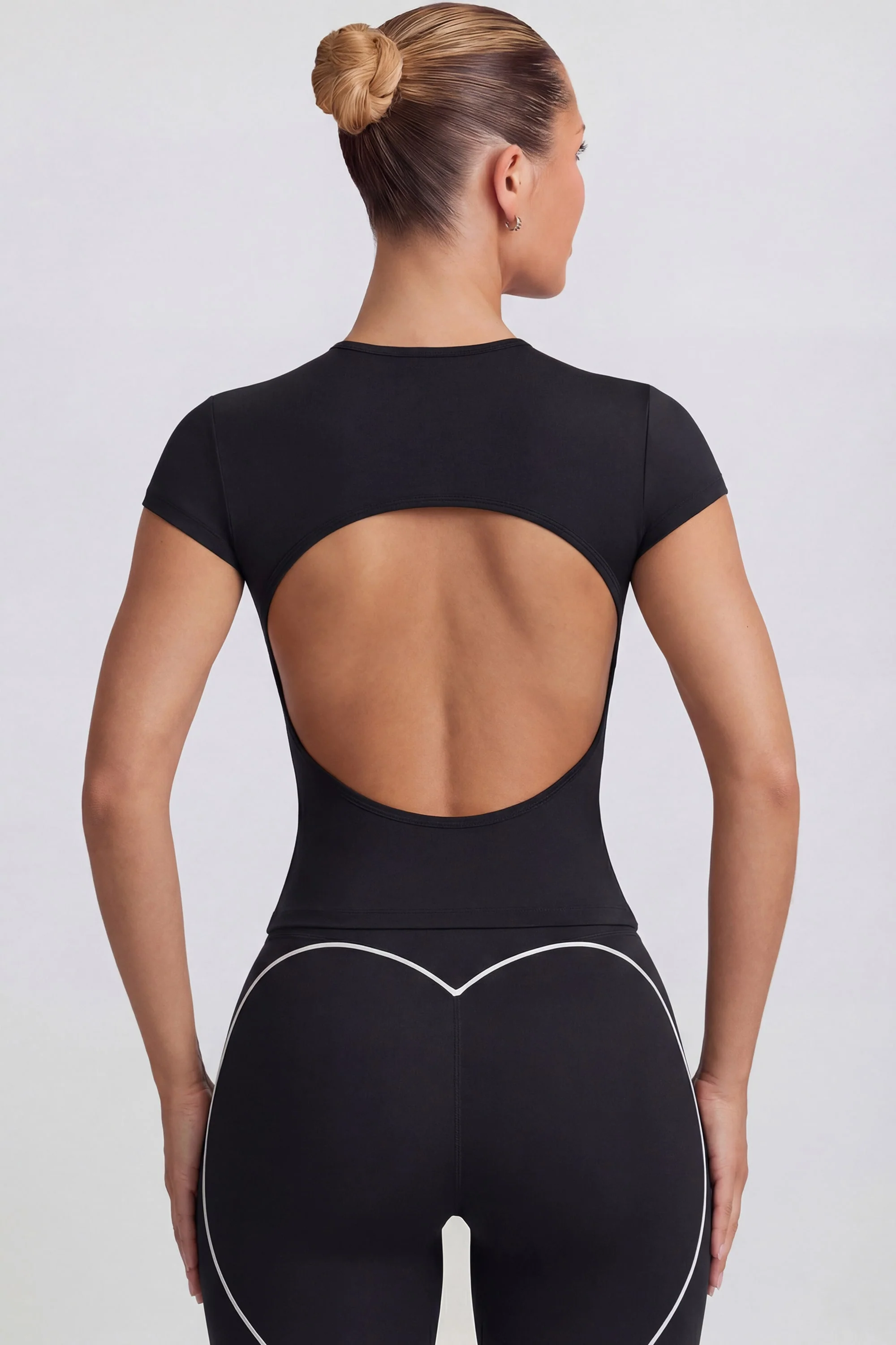 Cut-Out Longline T-Shirt in Black