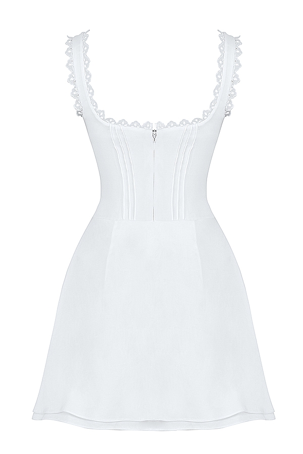 White Pin Tuck Mini Dress