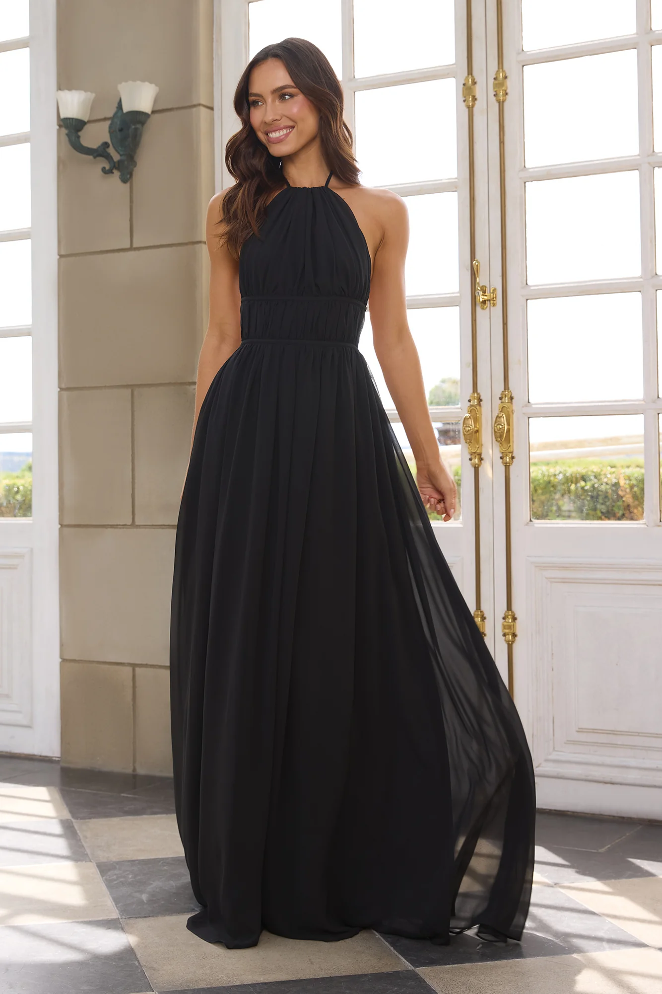 Luxuriously Stylish Halter Maxi Dress Black