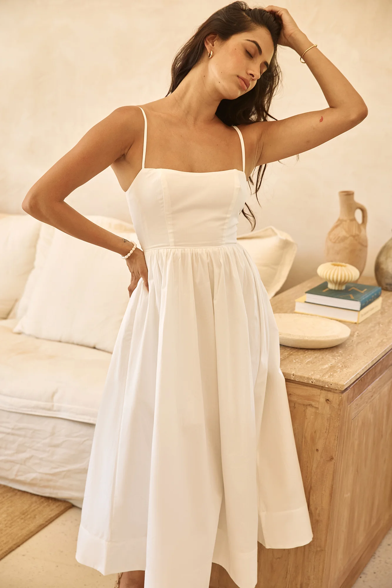 Diamond Eyes Midi Dress White - luluinthesky