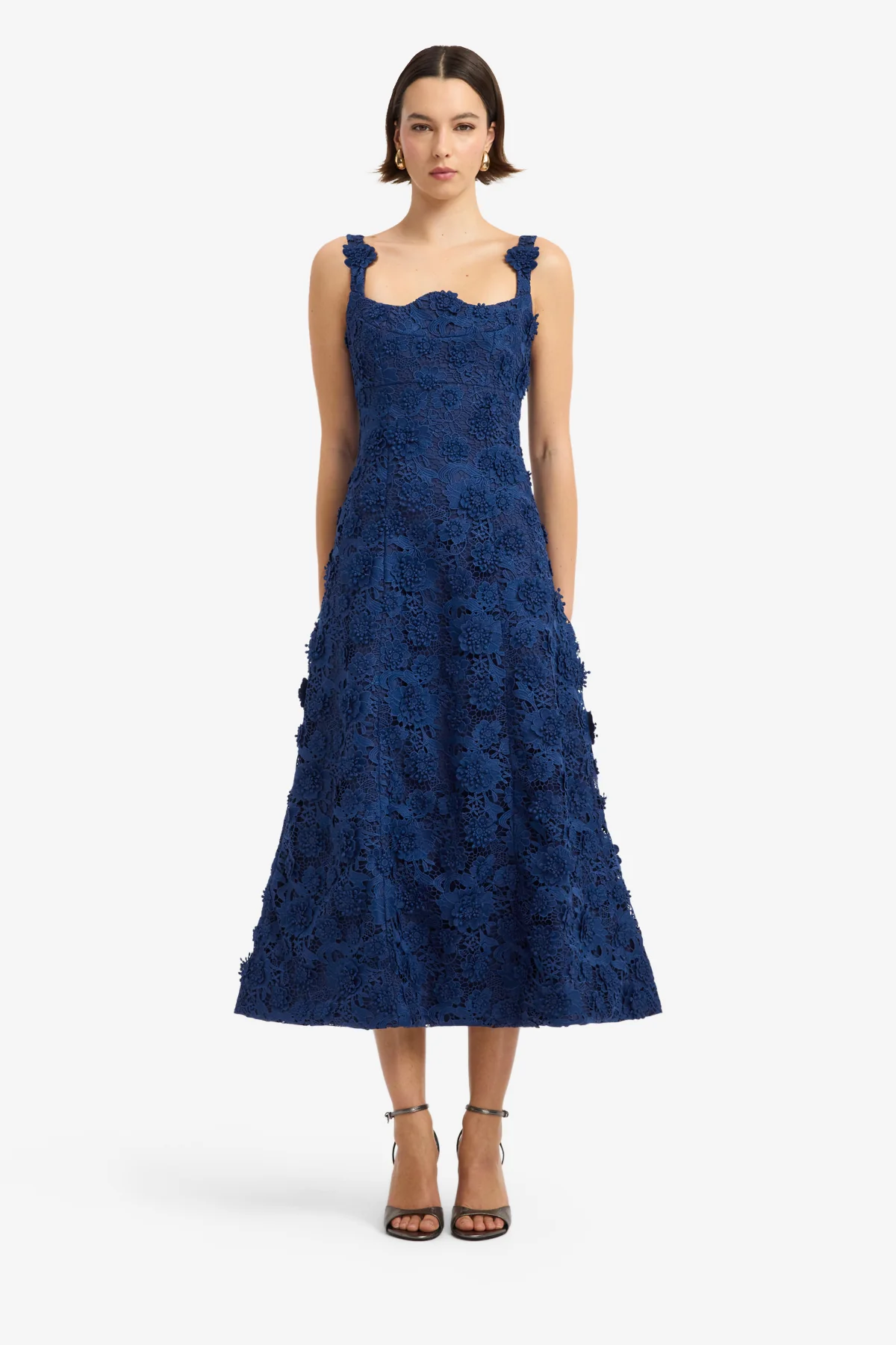 Odette Lace Midi Dress - Navy