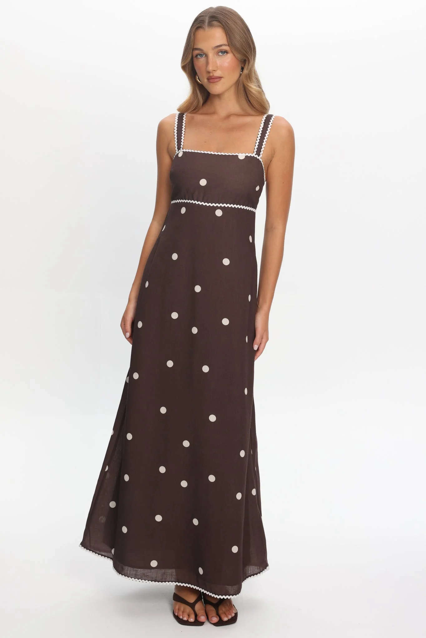 Teena Square Neckline Maxi Dress Print Chocolate